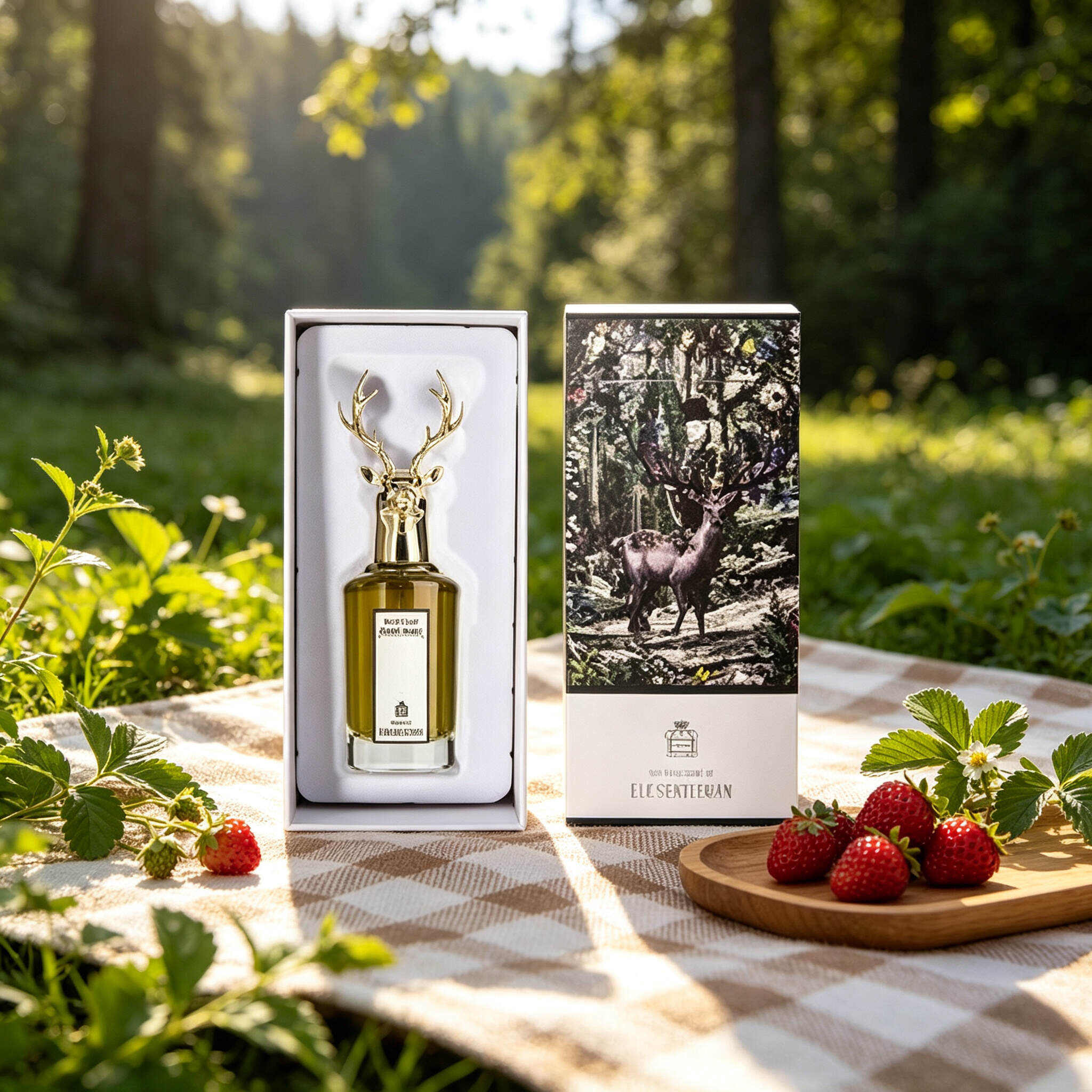 Portrait Animal Head EDP Perfume 80ml, Gold 3D Fox & Elk Sculpture Cap  Bottle