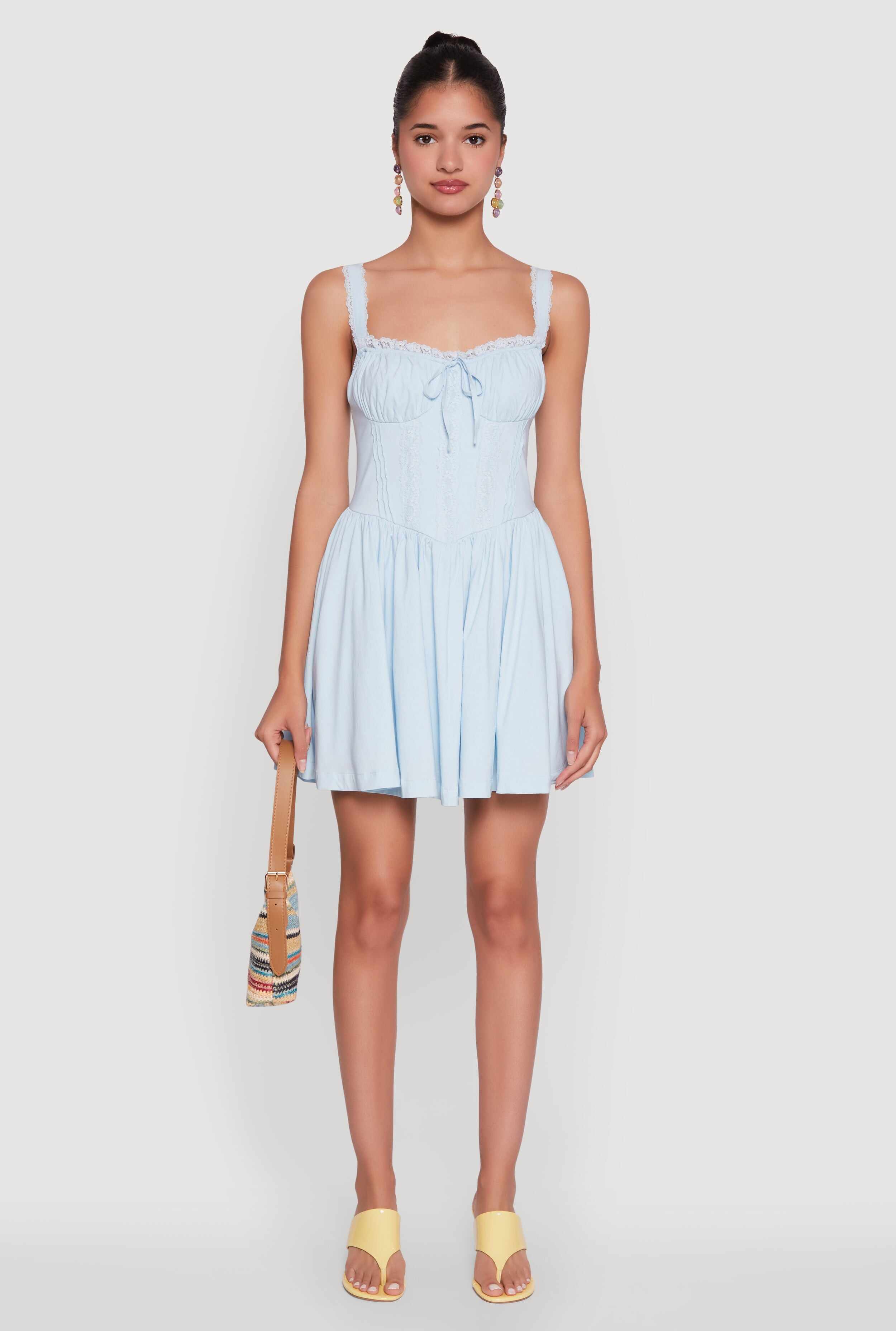 Iris Lace Trim Bustier Skater Dress