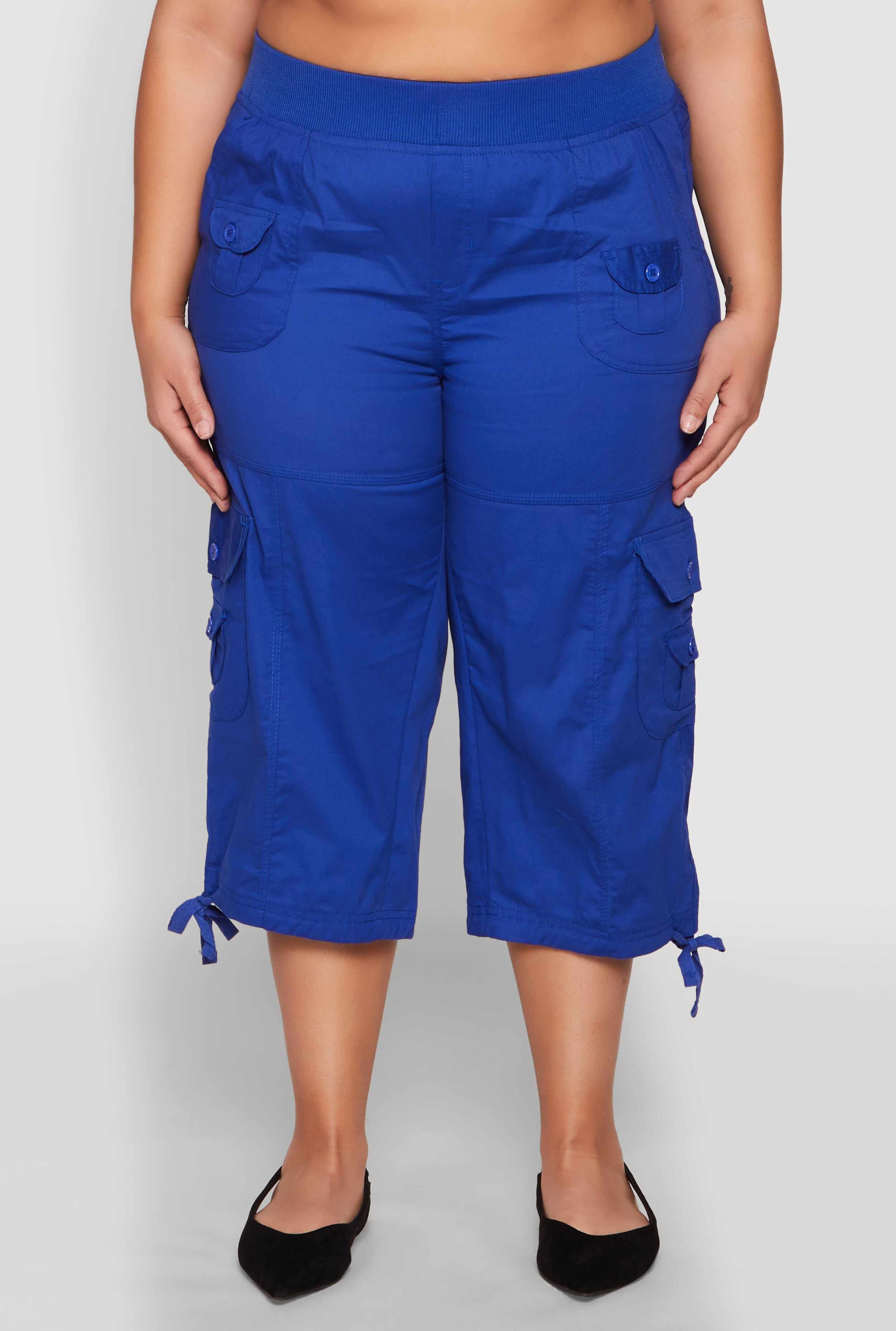 Plus Size High Waisted Cargo Capri Pants