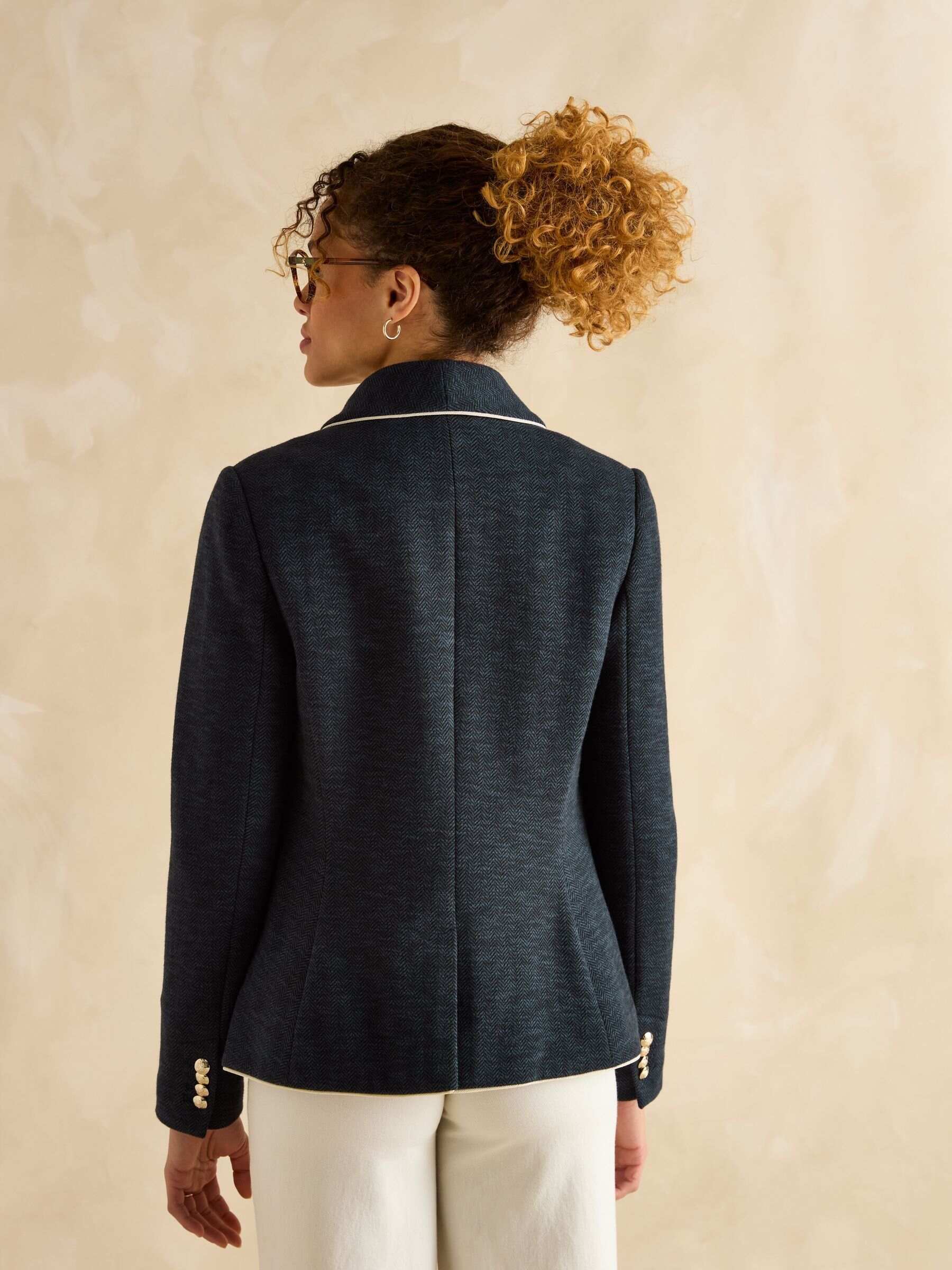 Hartley Navy Blue Shawl Collar Blazer