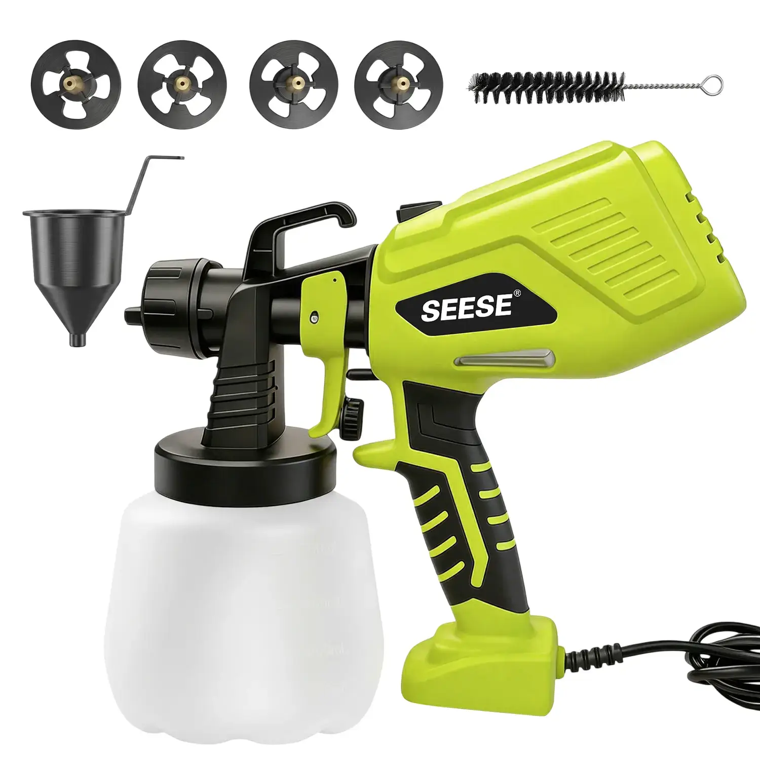 【FathersDayGift】Paint Sprayer,Equipped with a 1200ml Large-Capacity Spray Gun and Cleaning Accessories, Adjustable Flow Control, 4 Nozzles, and 3 Spray Modes. Easy to Clean and Suitable for Painting Furniture, Fences, Walls, Doors, Windows. fathersd