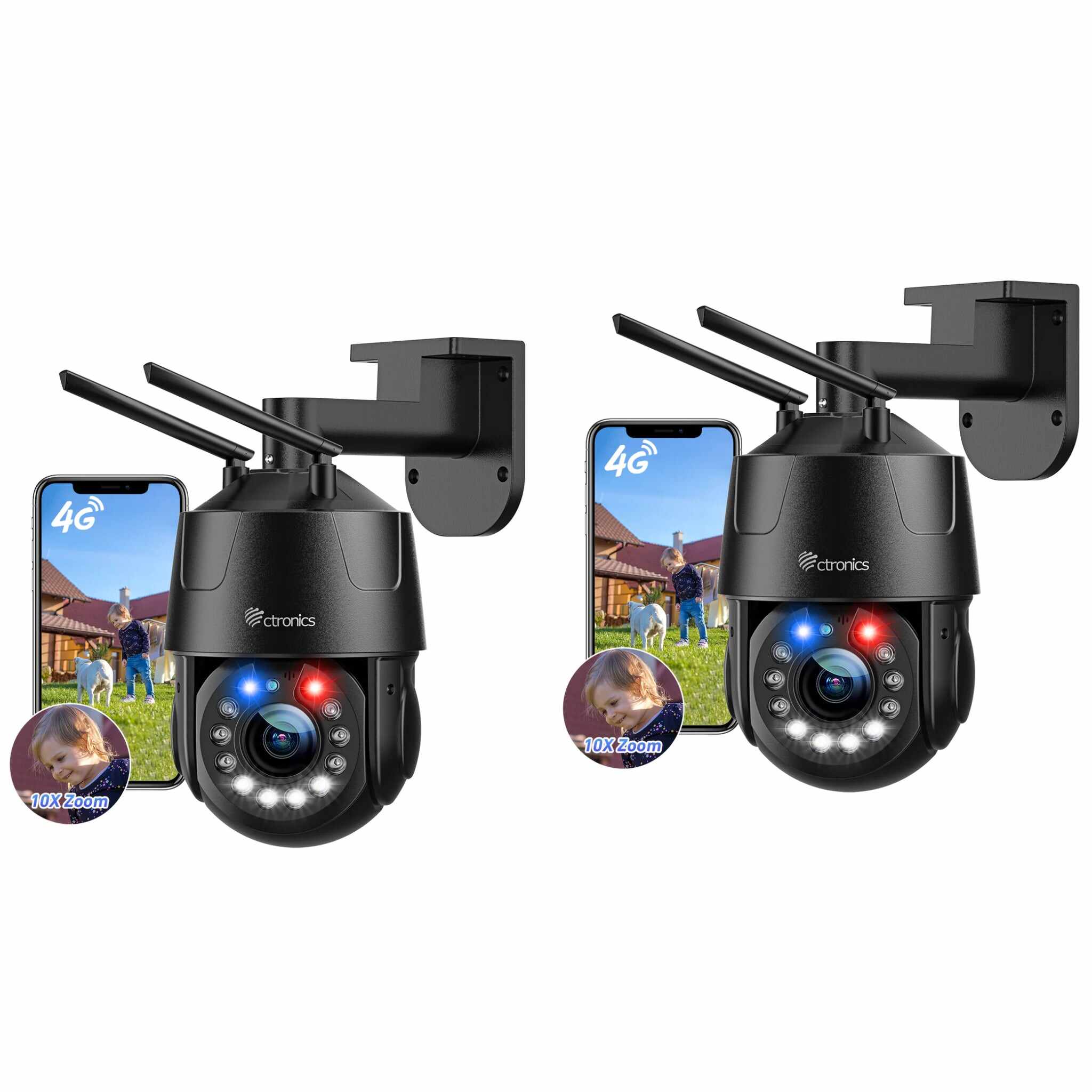 4G Cellular Security Camera With  10X Optical Zoom & 165FT Color Night Vision