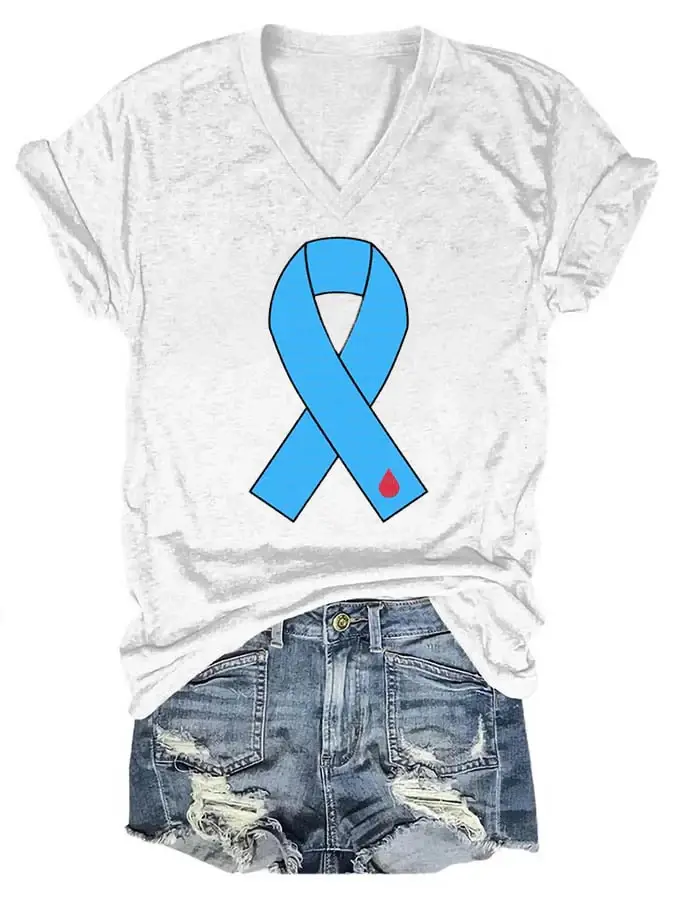 World Diabetes Day Printed Casual T-Shirt