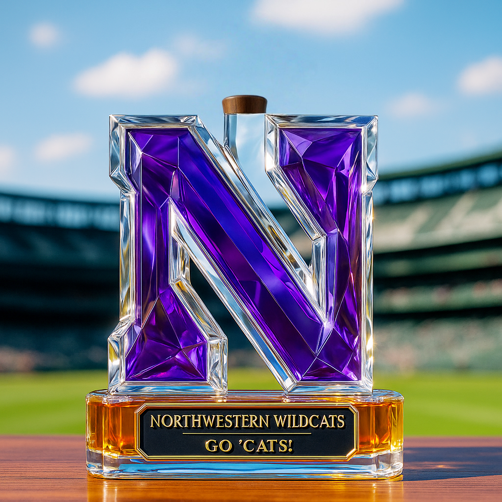 Northwestern University Wildcats Whiskey Bottle
