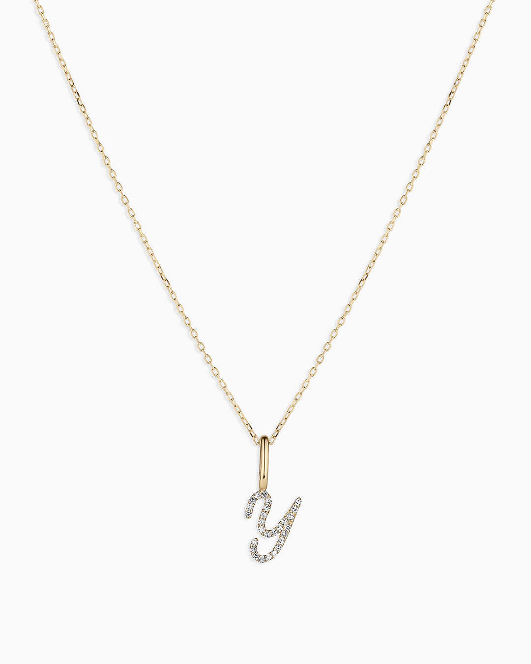 Diamond Script Alphabet Charm Necklace
