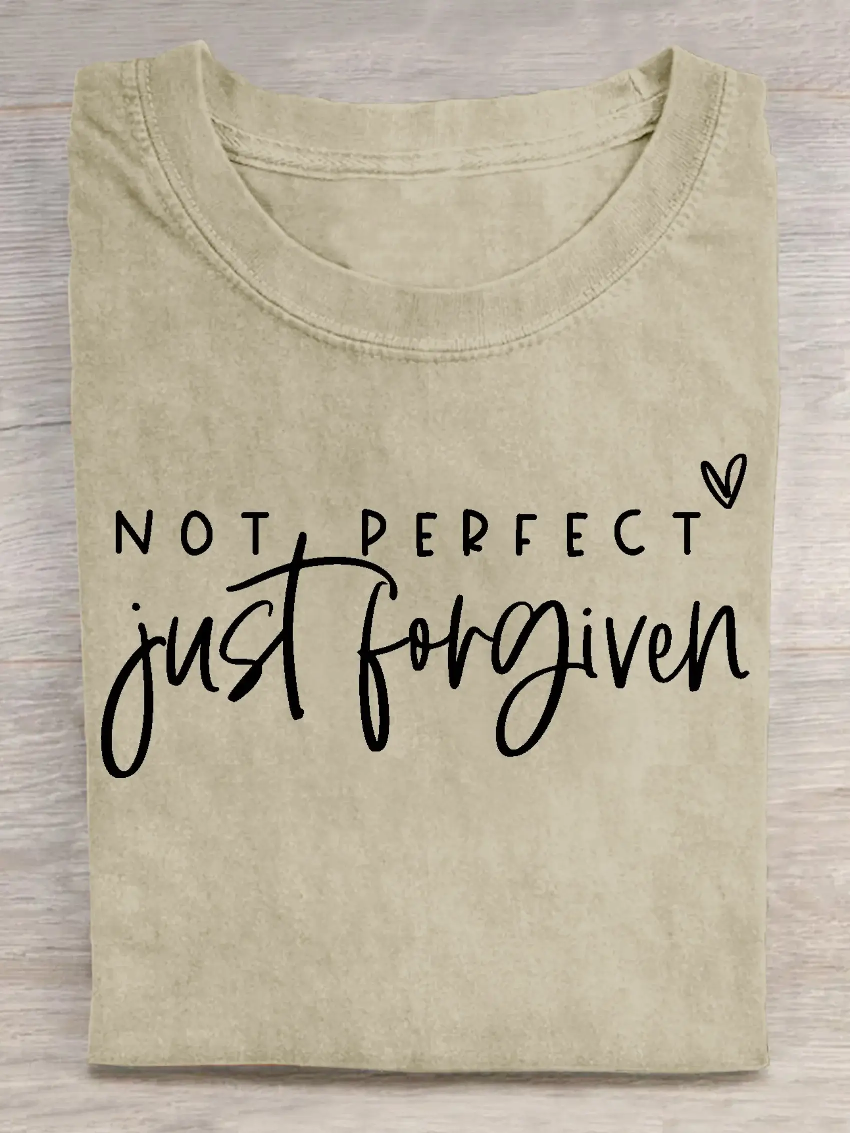 Not Perfect Just Forgiven Verse Religious Faith Outfit Church Christian Print T-shirt