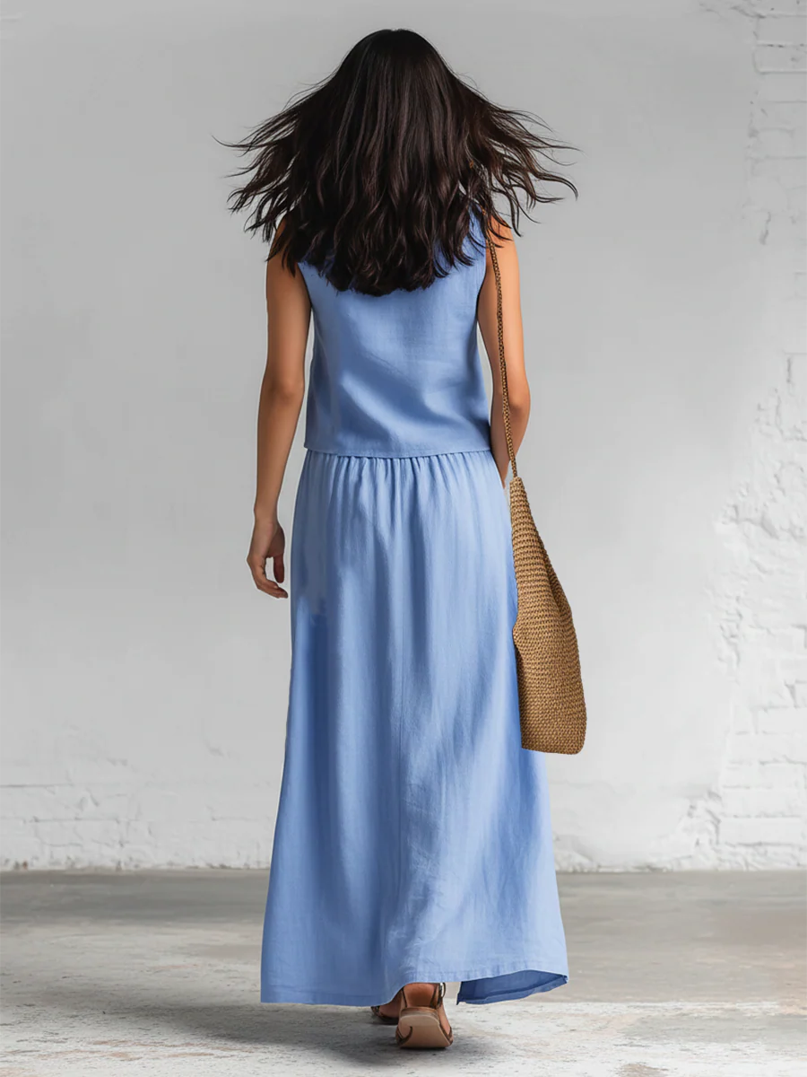 🔥Summer Arrivals🌟Minimalist And Elegant V-neck Top And Skirt Two-piece Set
