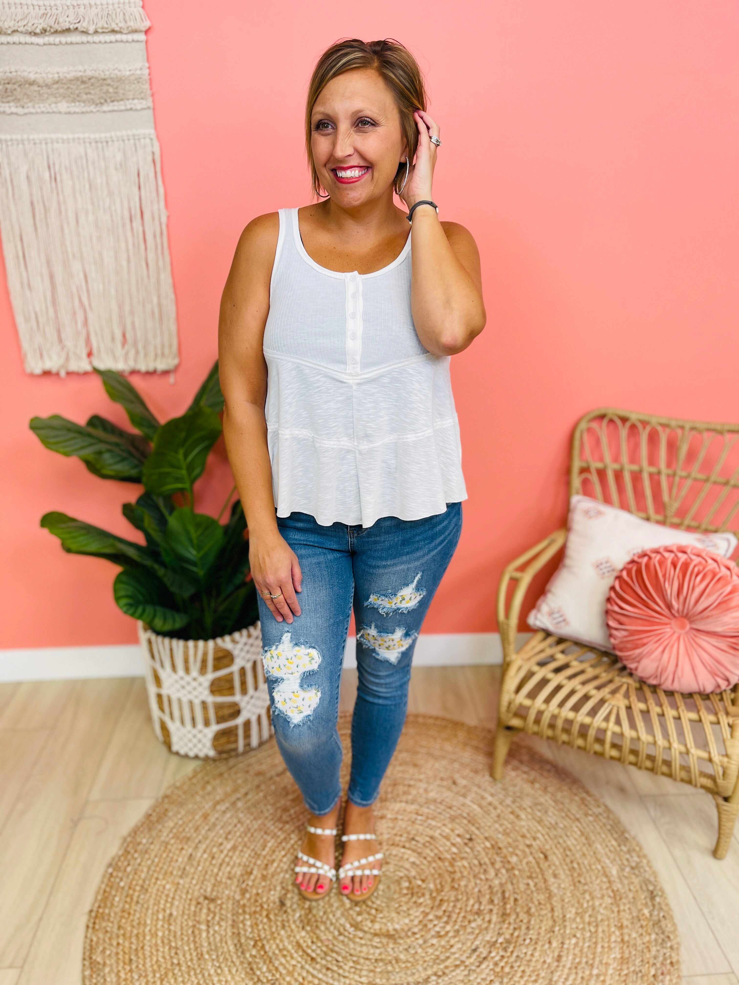 PLUS/REG You're My Main Squeeze Lemon Patch Skinny Jeans