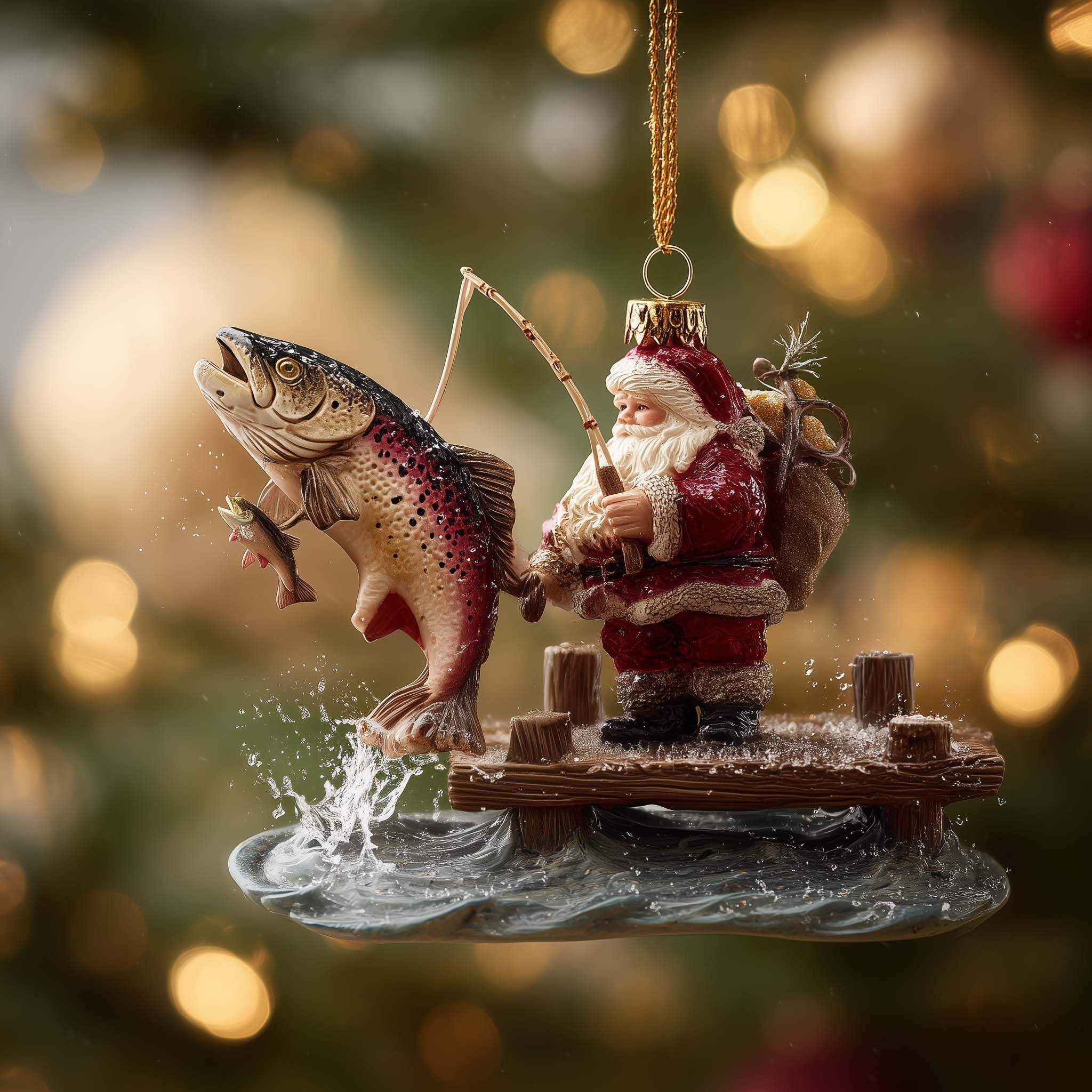 Fishing Santa Ornament Collection