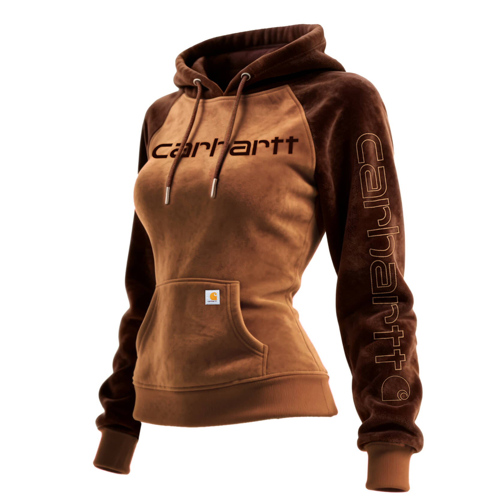 Women's Suede Contrast Hooded Sweatshirt