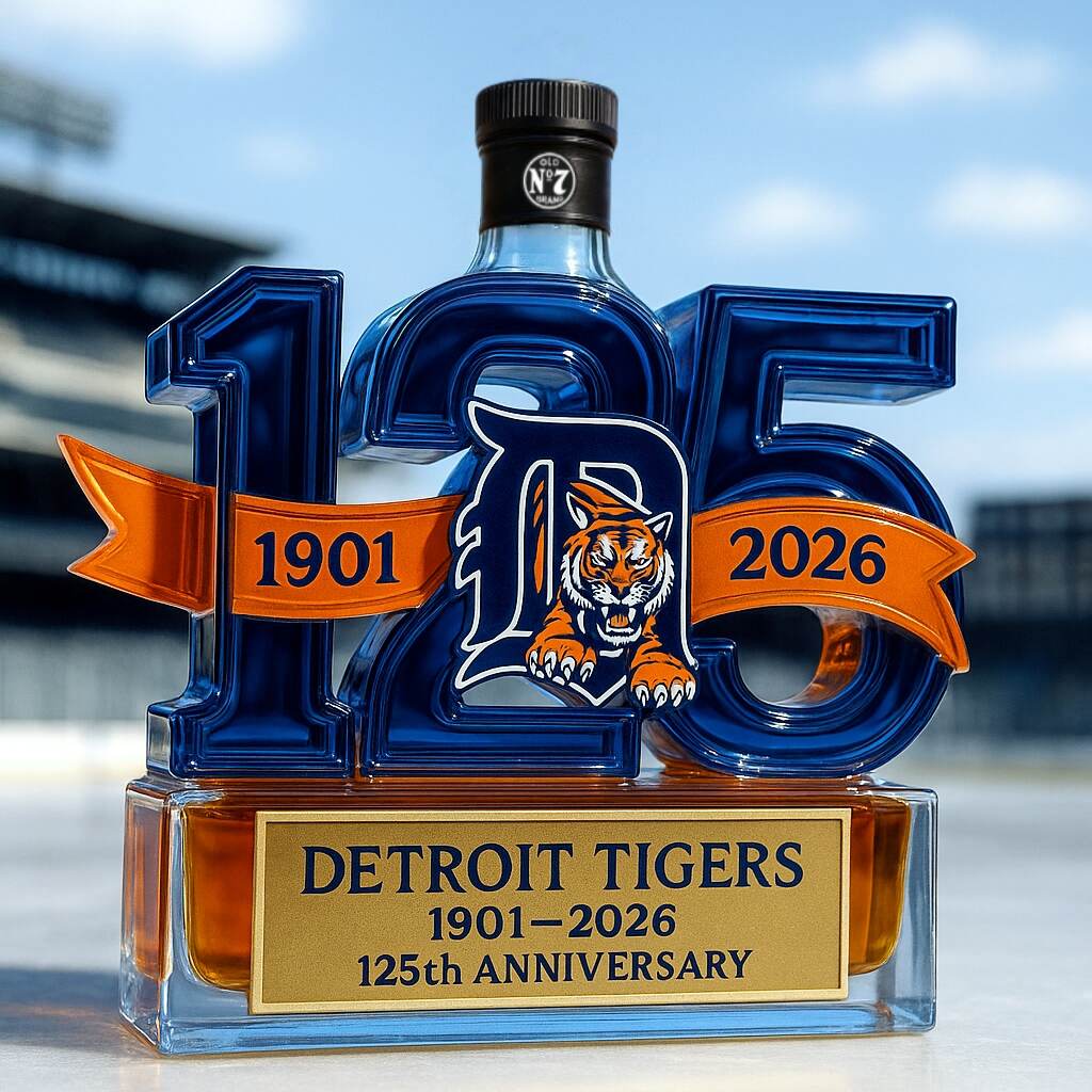 Detroit Tigers 125th Anniversary Whiskey Bottle