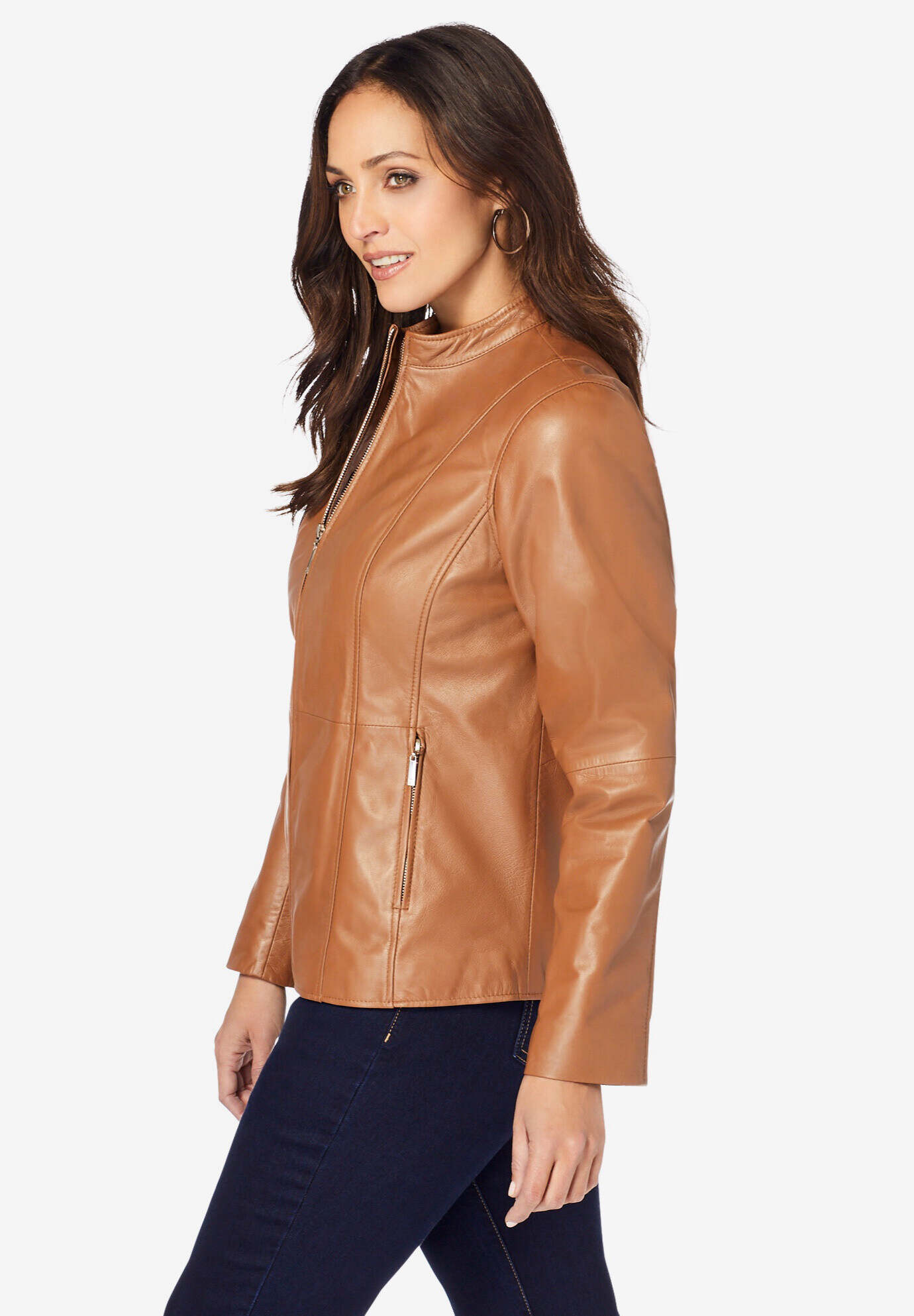 Zip Front Leather Jacket