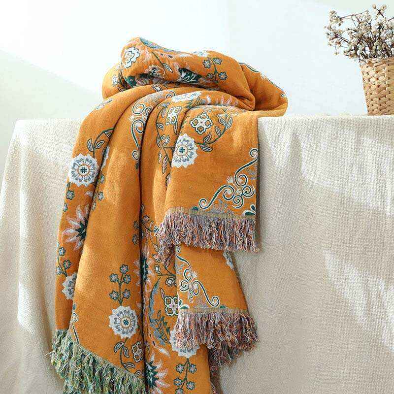 Vintage Throw Blanket Flower Sofa Cover
