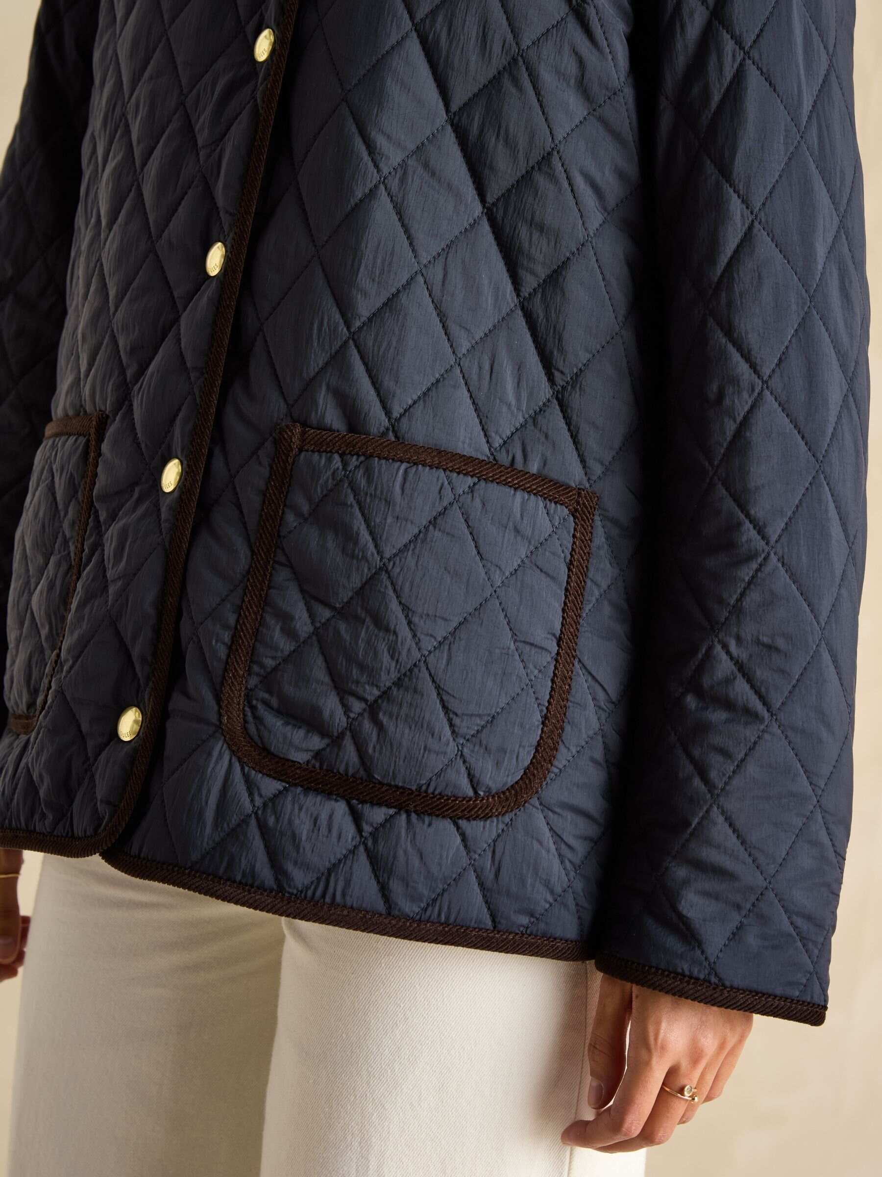 Quinn Navy Blue Showerproof Diamond Quilted Coat