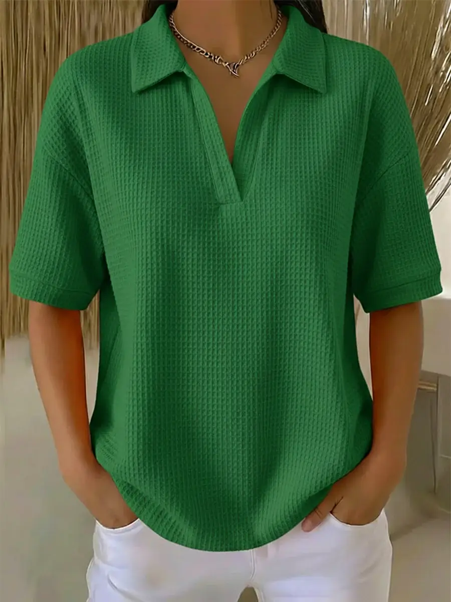 🔥Summer Arrivals🌟Casual Waffle-knit Short-sleeved Cotton Top