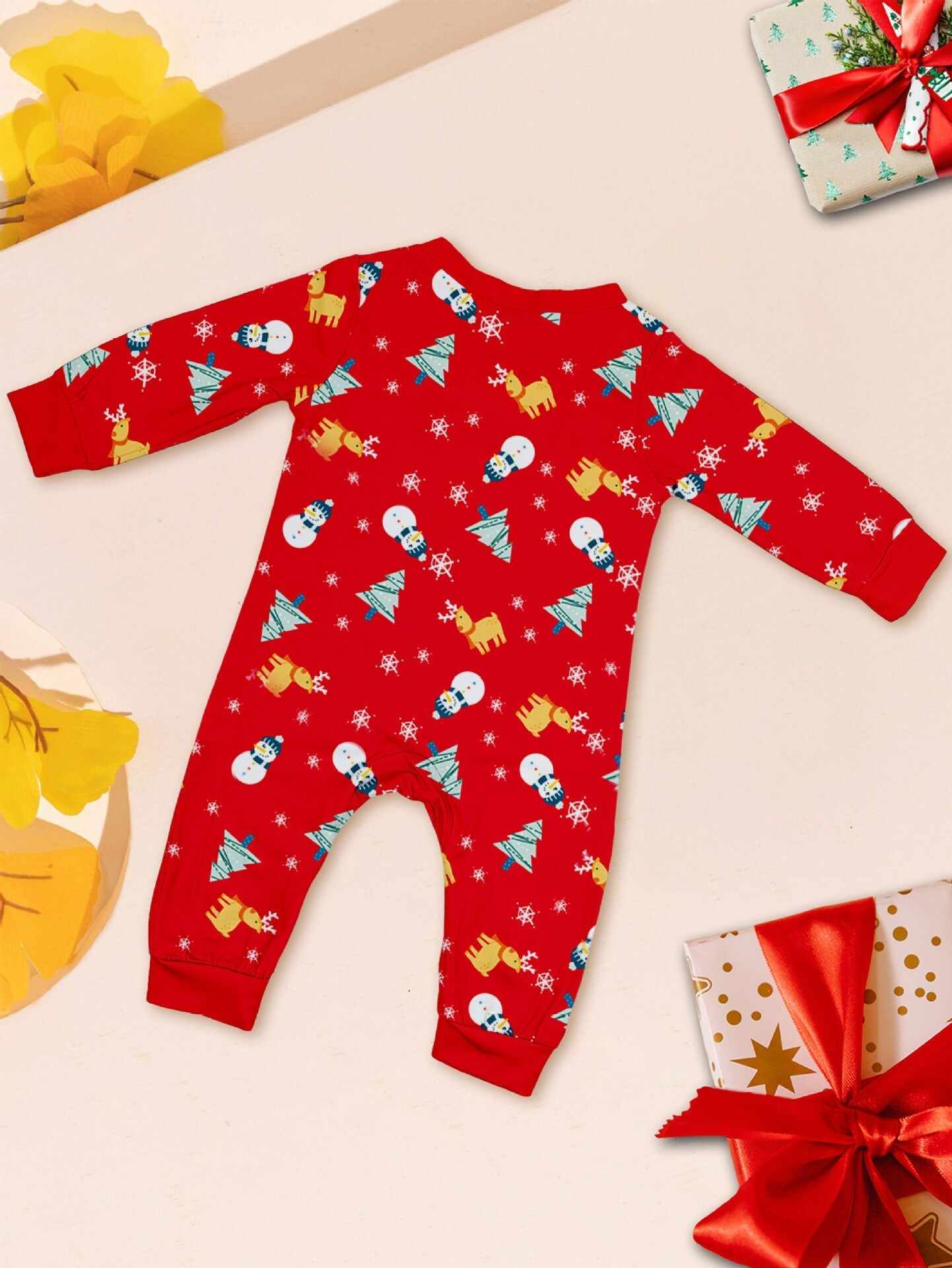 Family Parent-Child Christmas Tree Snowman Deer Printed Pajamas Set