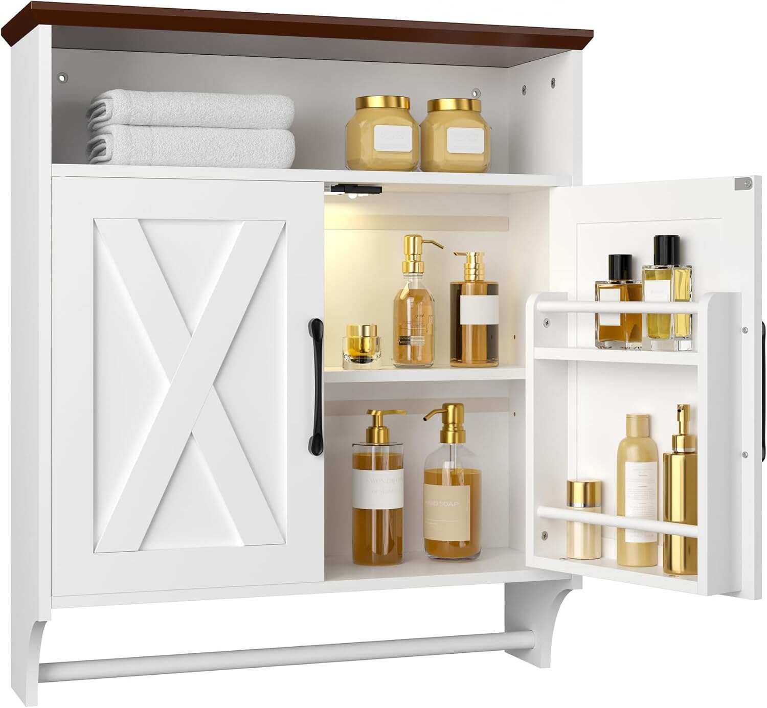 VECELO Bathroom Wall Cabinet with Motion Sensor LED Light