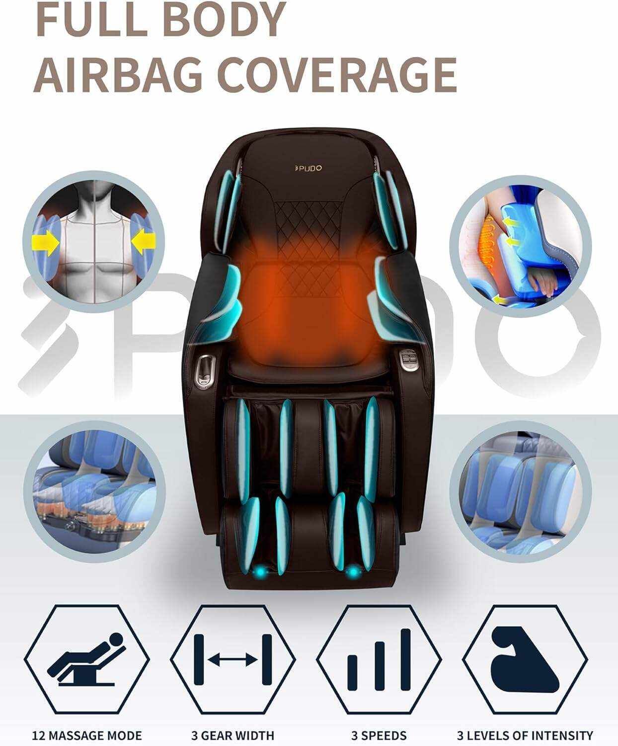 PUDO 2023 4D Massage Chair Full Body | Zero Gravity Shiatsu Massage Chairs Recliner with AI Voice with Heated SL Track Bluetooth Speaker Airbag Yoga Stretch, Foot Roller Auto Legrest (Beige)