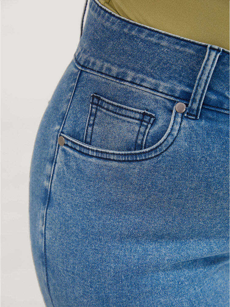 Flare Leg  Very Stretchy High Rise Medium Wash Jeans