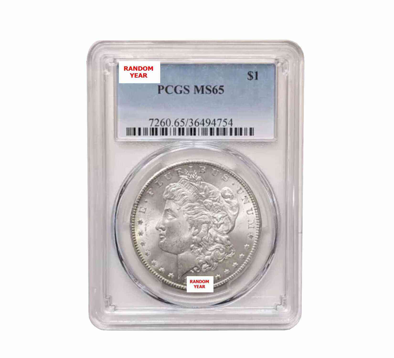 1878-1904 Morgan Dollar PCGS Graded MS-65 Random Date