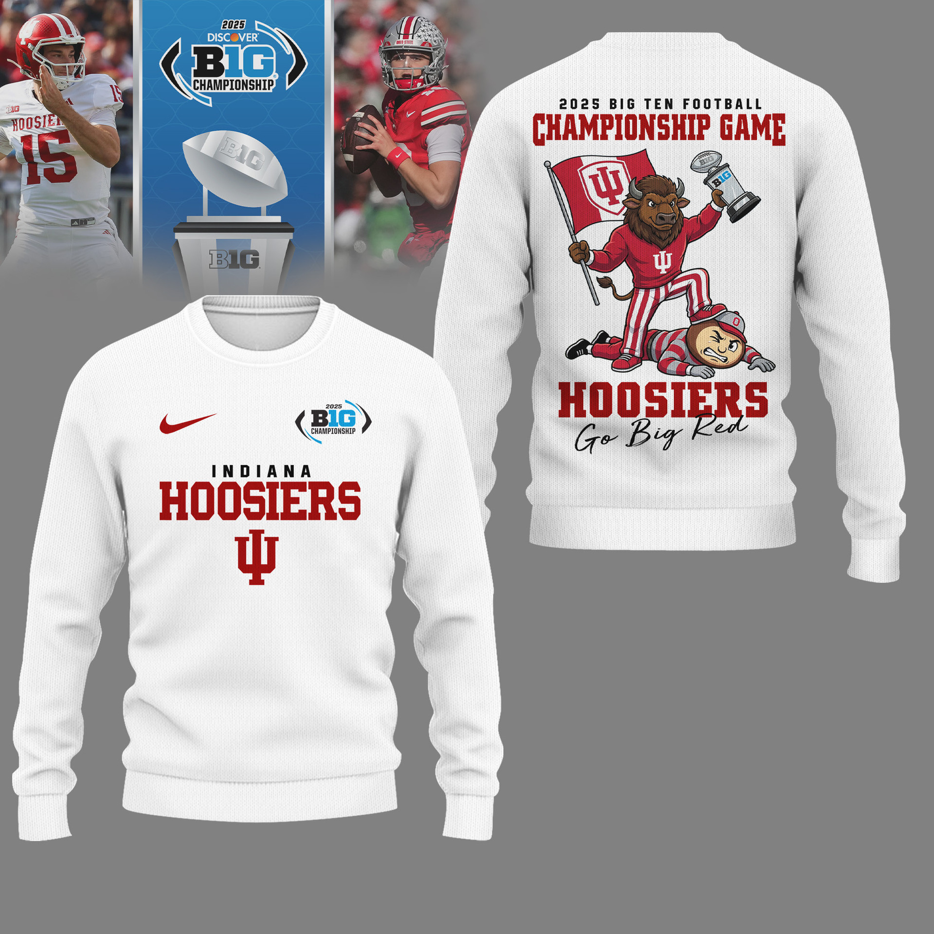 Indiana Hoosiers | Premium NCAA 2025 Big Ten Football Championship Game 3D Shirt NY