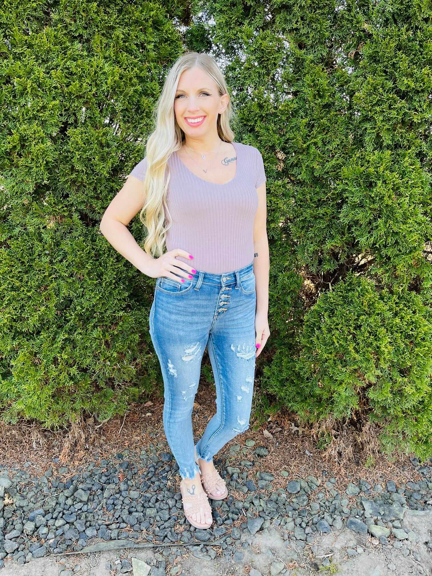 RESTOCK! PLUS/REG Cute As A Button Fly Skinny Jeans