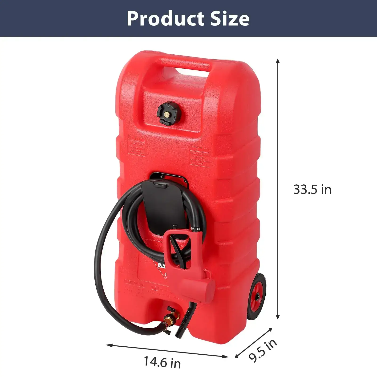 15 Gallon Portable Fuel Caddy with LE Pump & 10ft Hose for Gasoline Diesel Storage on Wheels for Cars Lawn Mowers ATVs Boats Red Yellow Gray Options - Convenience