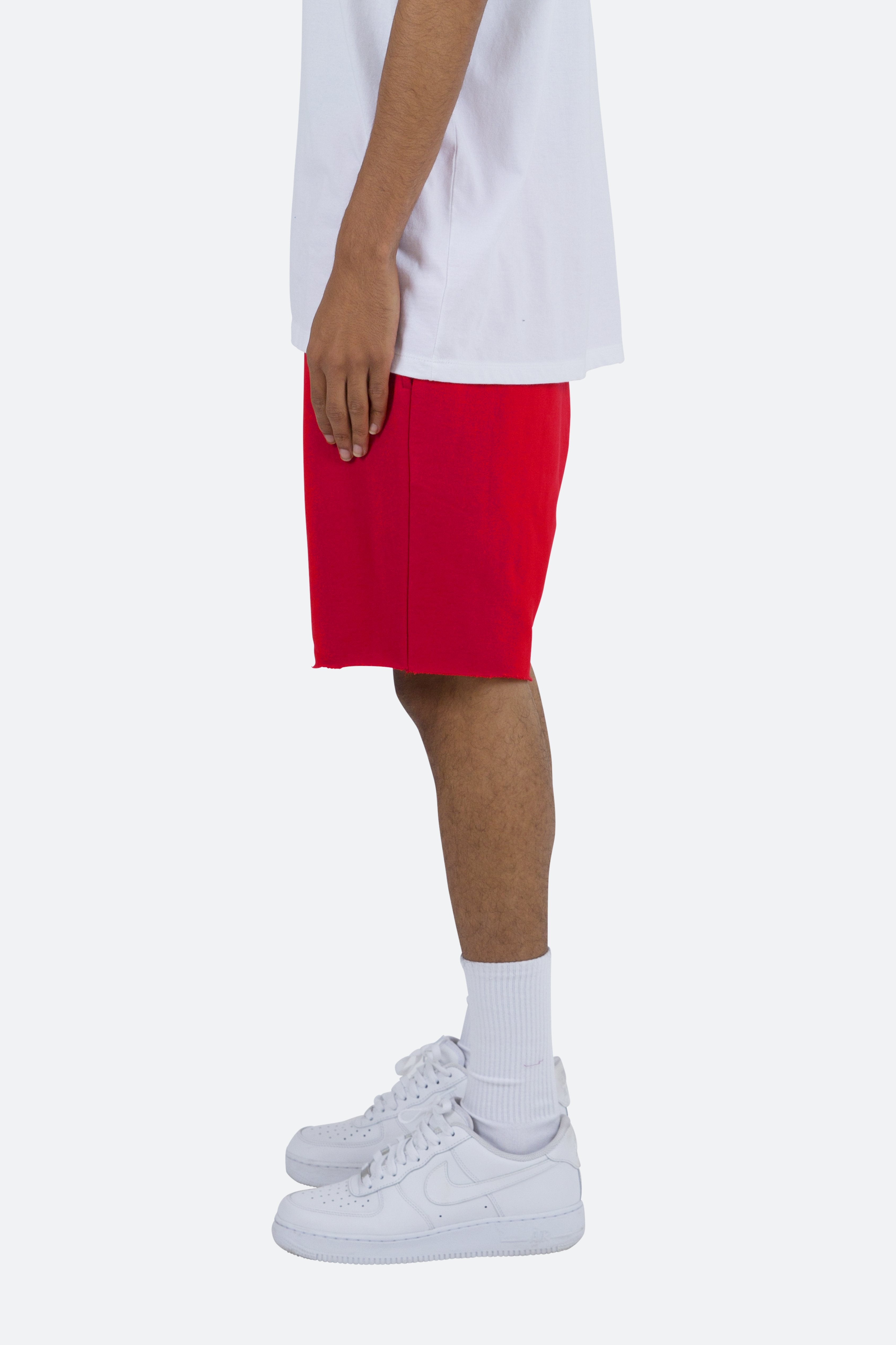 Raw Edge Sweatshorts - Red