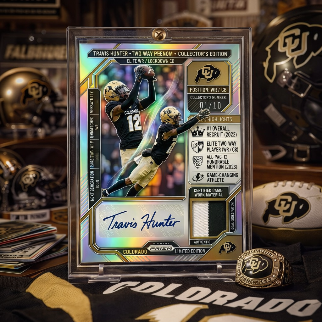 Travis Hunter Rookie Auto Patch Prizm Card