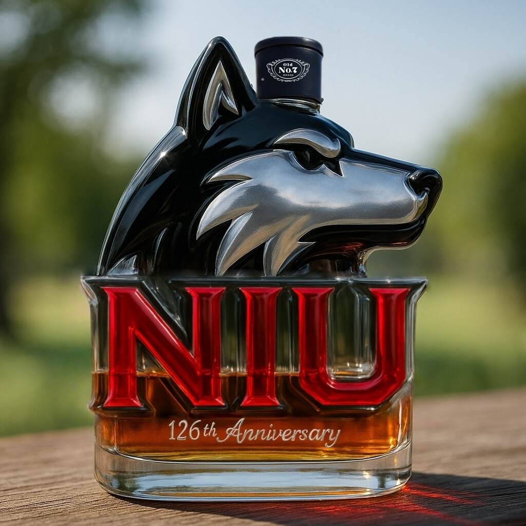 Northern Illinois Huskies 126th Anniversary Whiskey Bottle