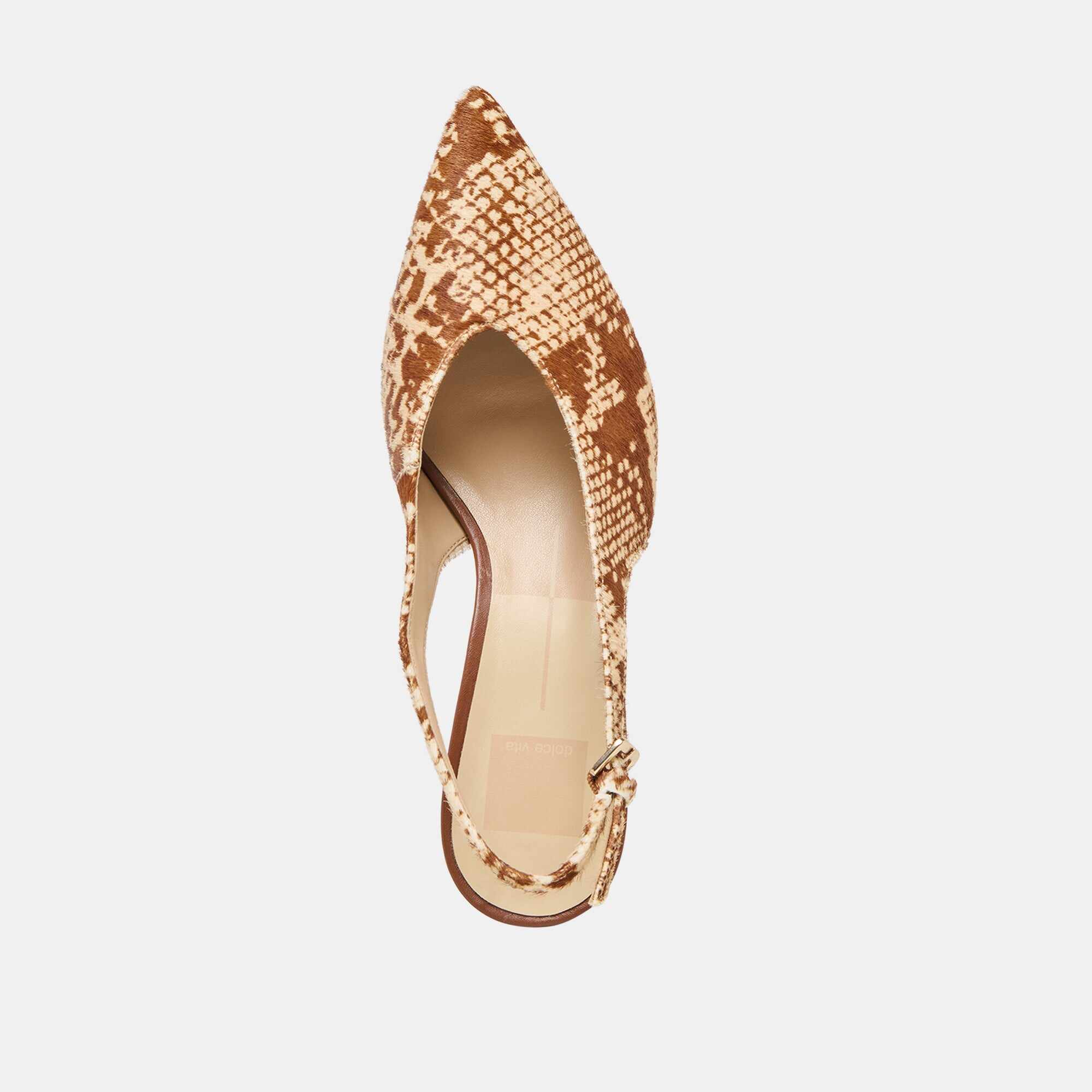 ALENNA HEELS BROWN SNAKE CALF HAIR