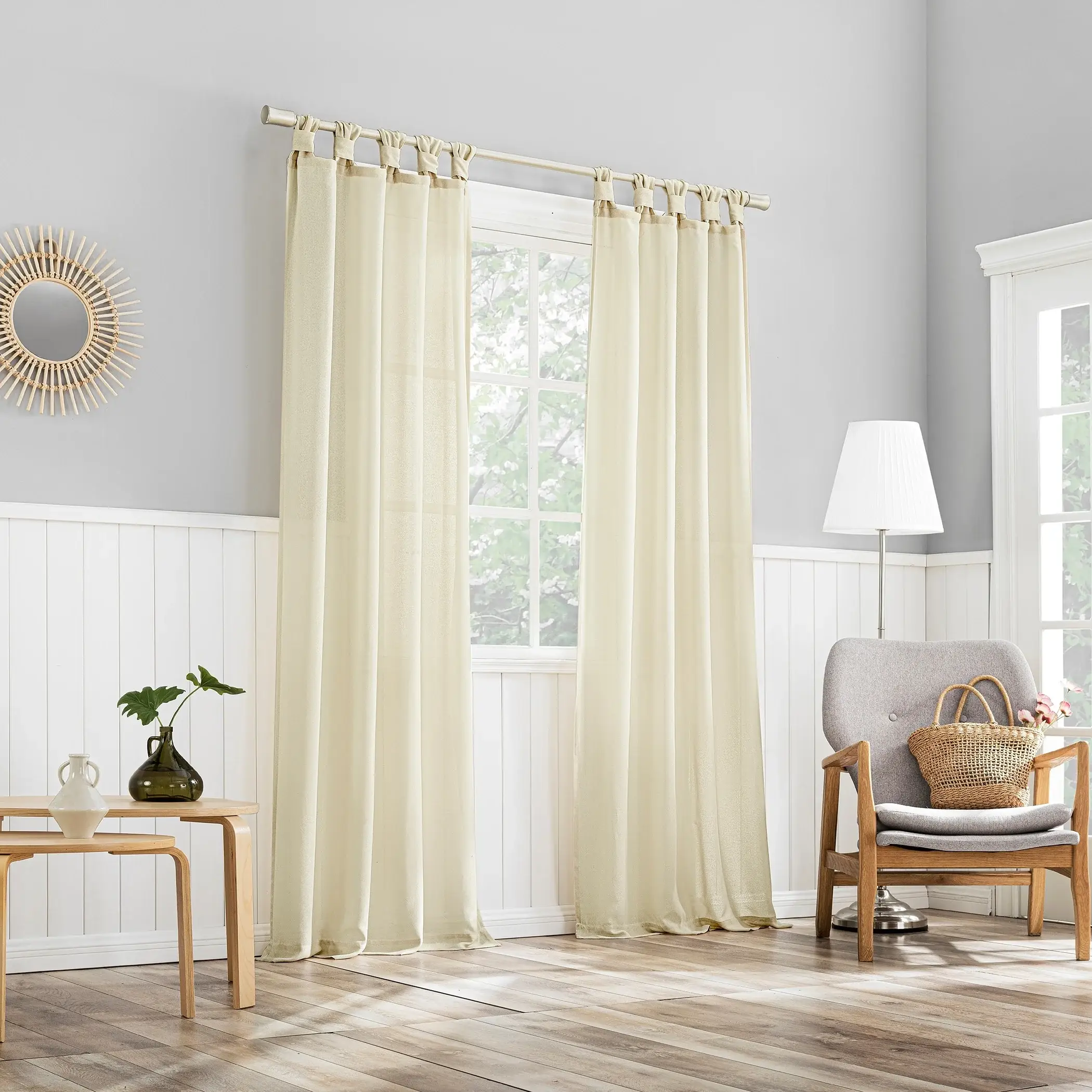 No. 918 Hathaway Twist Tab Semi-Sheer Tab Top Curtain Panel, Single Panel