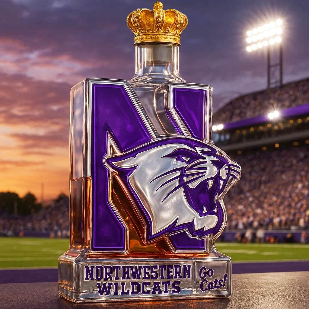 Northwestern Wildcats Limited Edition Whiskey Bottle