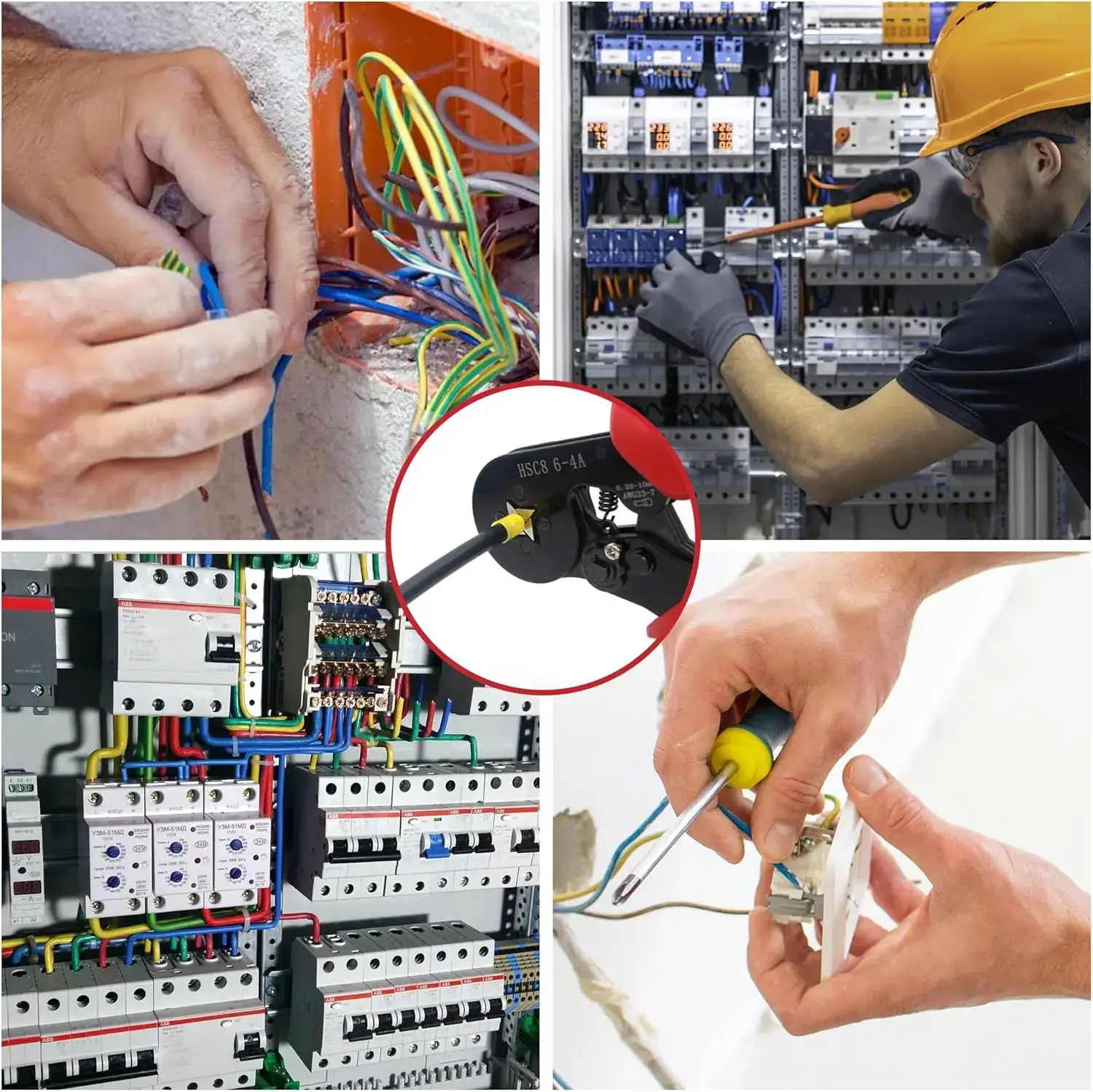 Ferrule Crimping Tool Kit, AWG 28-7 Self-adjustable Ratchet Wire Crimping Tool, Crimper Plier Set with 1200 COUNTS Wire Terminals Crimping Connectors Wire End Ferrules