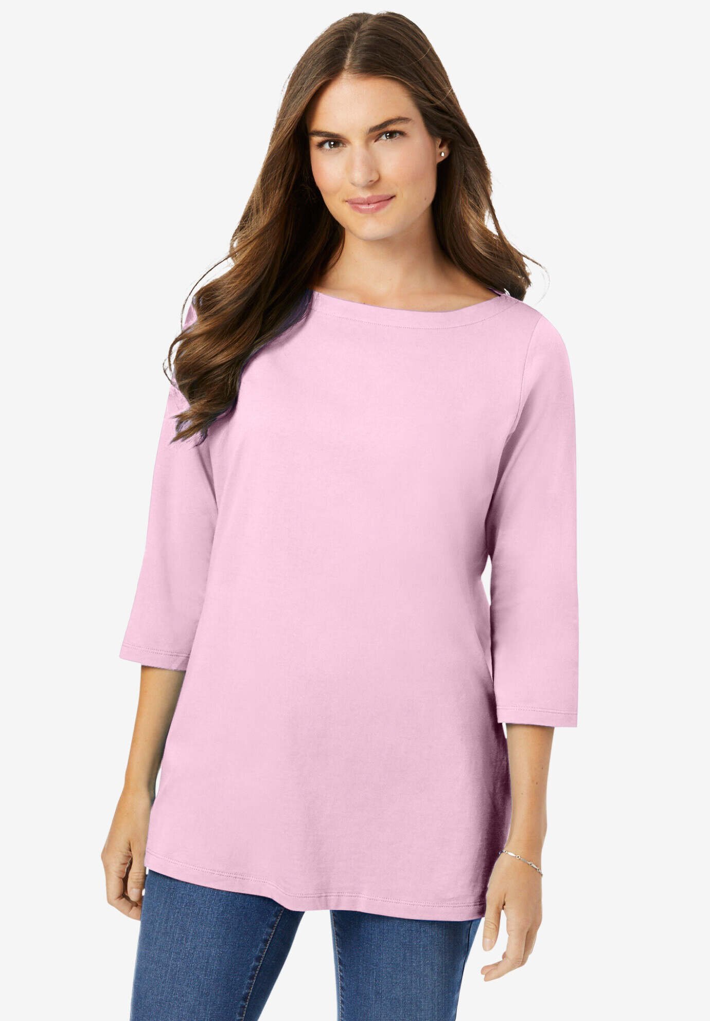Perfect Three-Quarter Sleeve Boatneck Tee