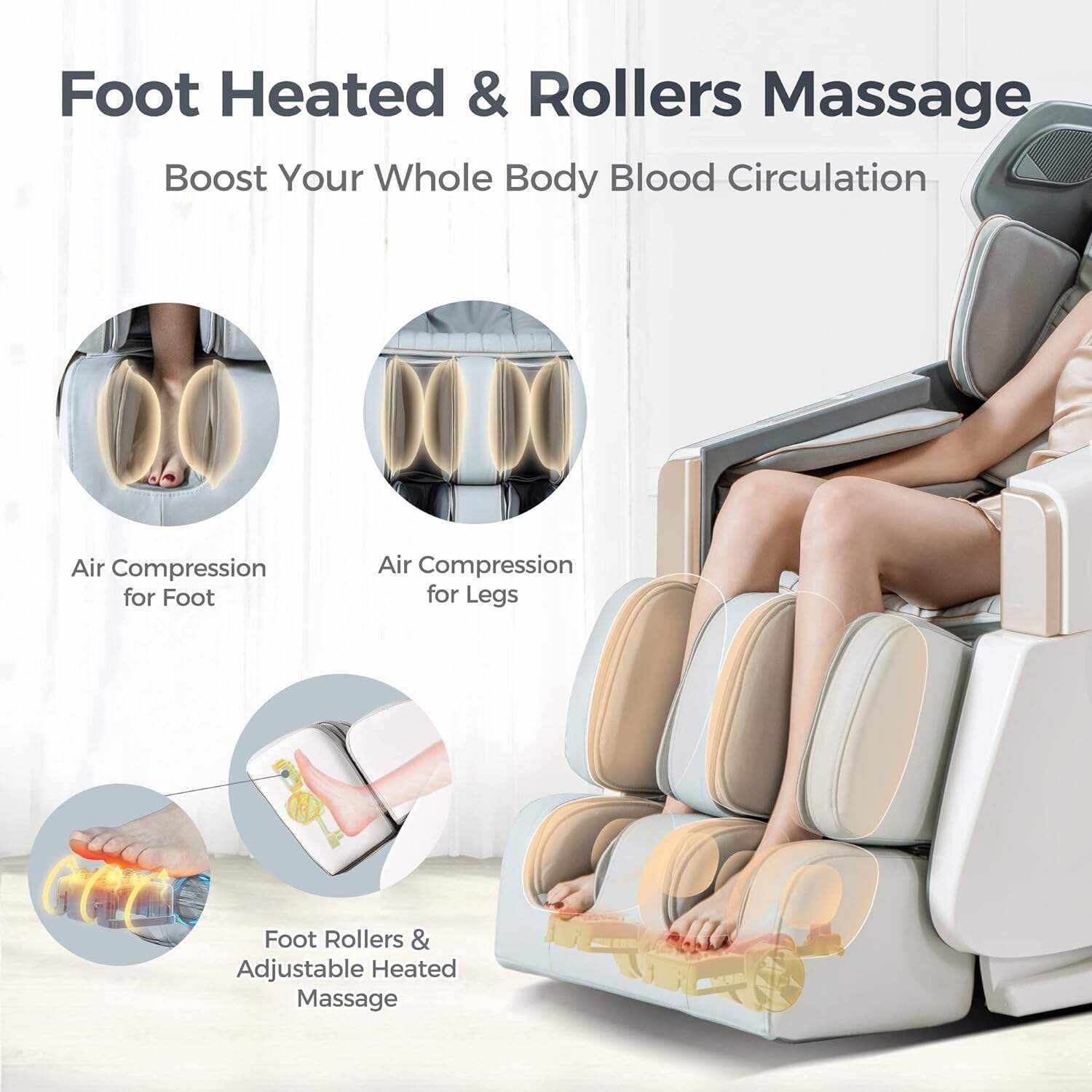 iBooMas Zero Gravity Massage Chair,2023 Massage Chair Full Body Ozone with Back and Calf Heating,Auto Leg Extension,APP Control,SL Track,Thai Stretch,Foot Rollers,Airbags,Bluetooth,R8606(Blue)