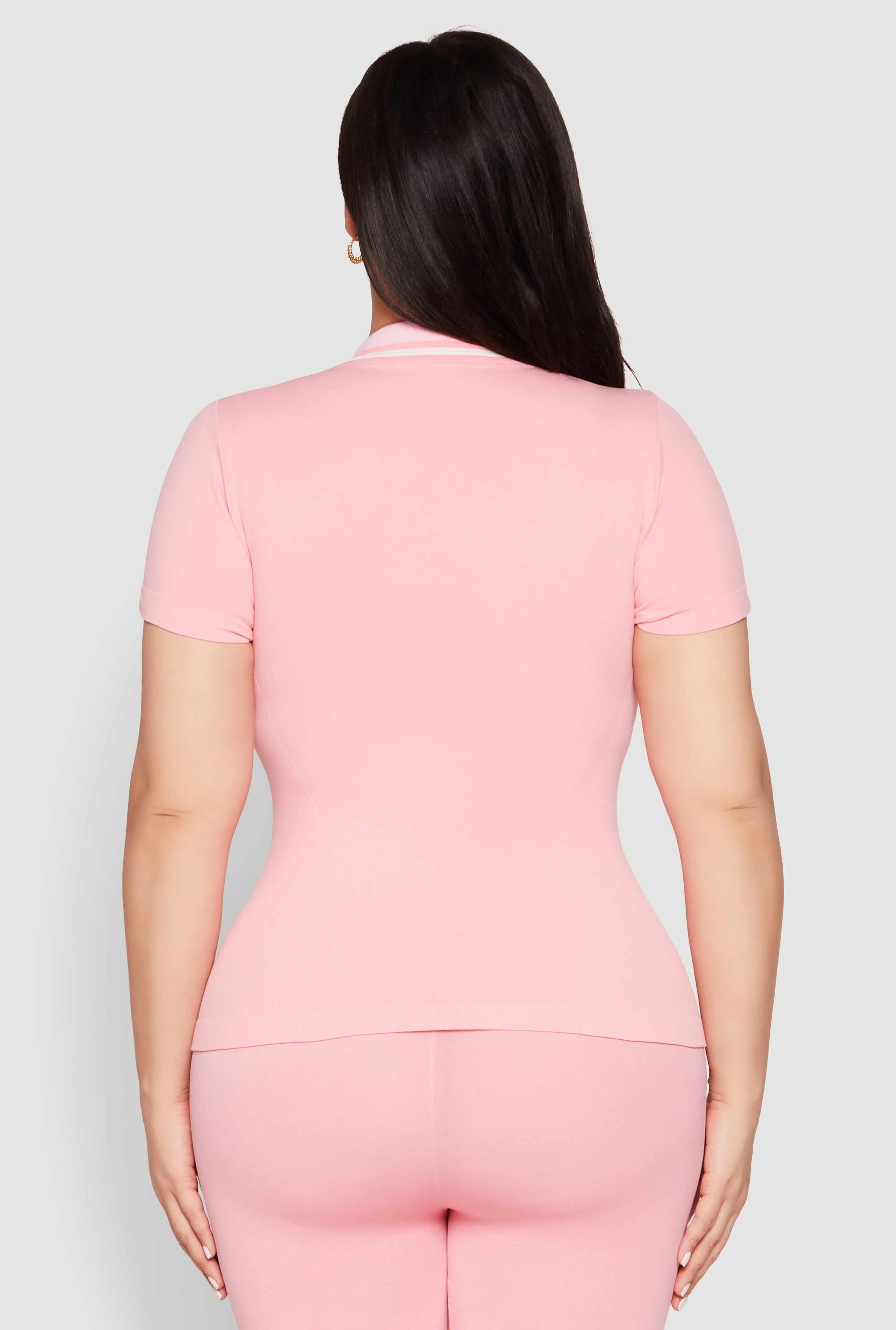 Plus Size Contrast Trim Polo Shirt