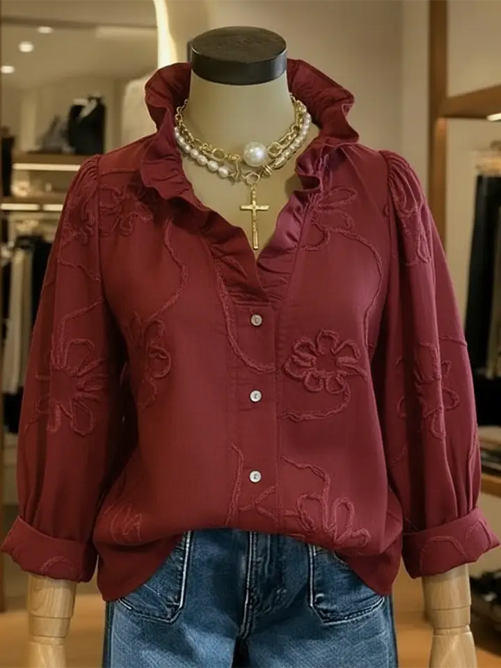 🔥Summer Arrivals🌟Casual Romantic Ruffled Collar Cotton Shirt