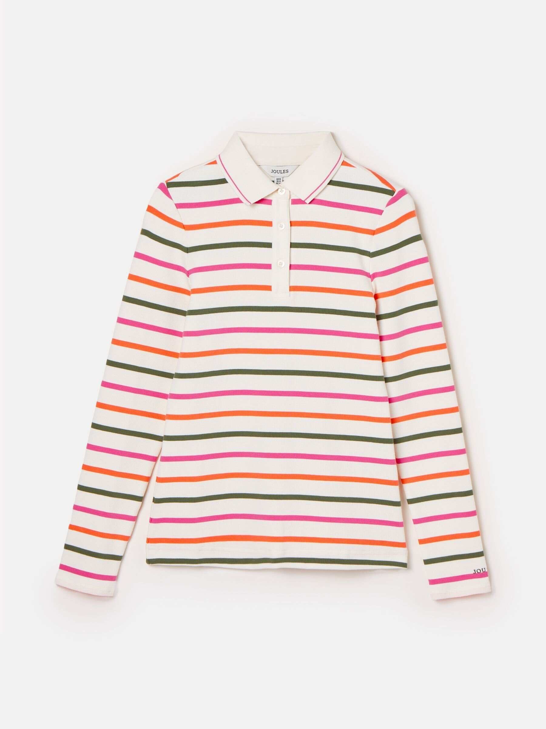 Fairfield Cream Ribbed Long Sleeve Striped Polo Shirt