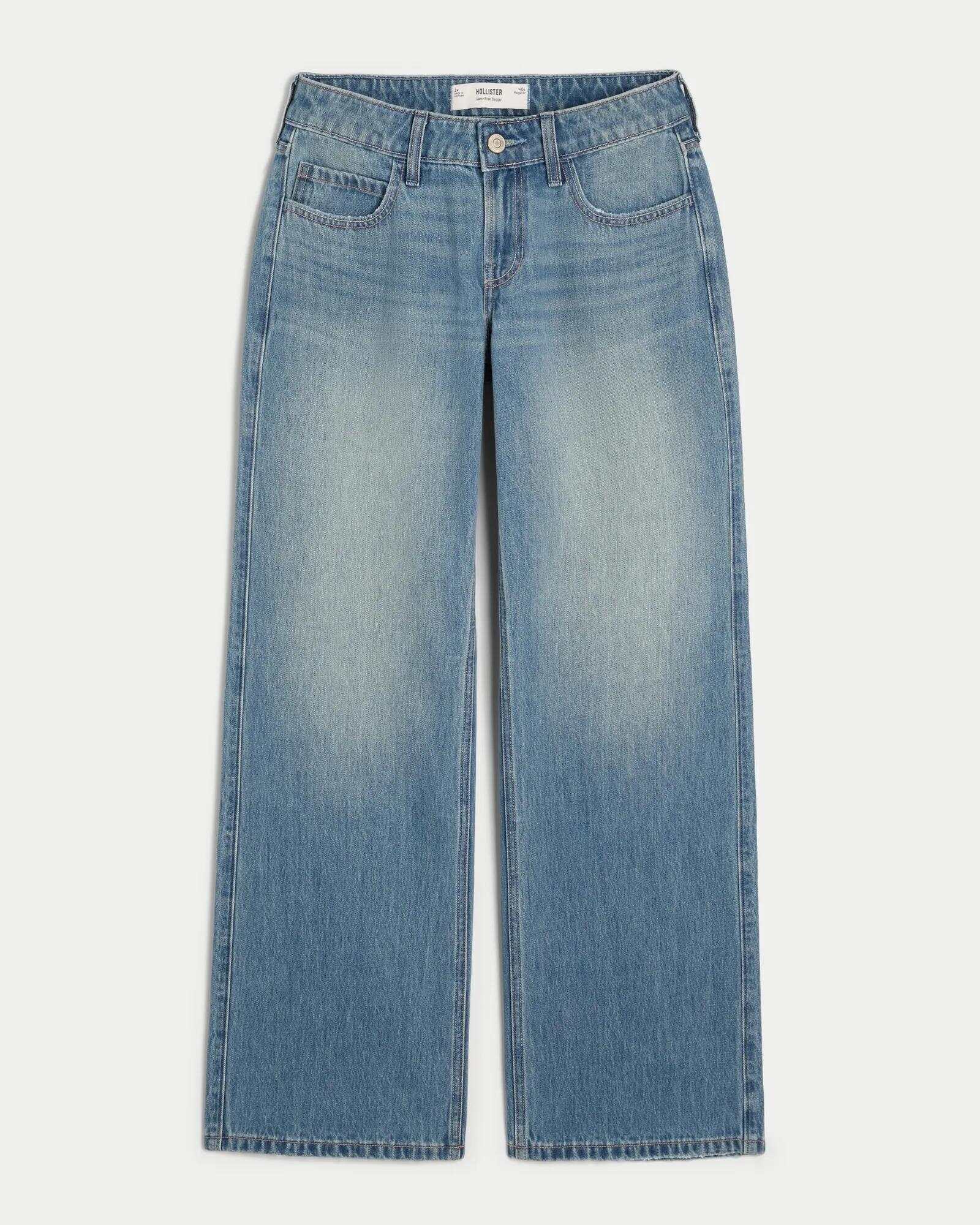 Low-Rise Dark Wash Baggy Jeans