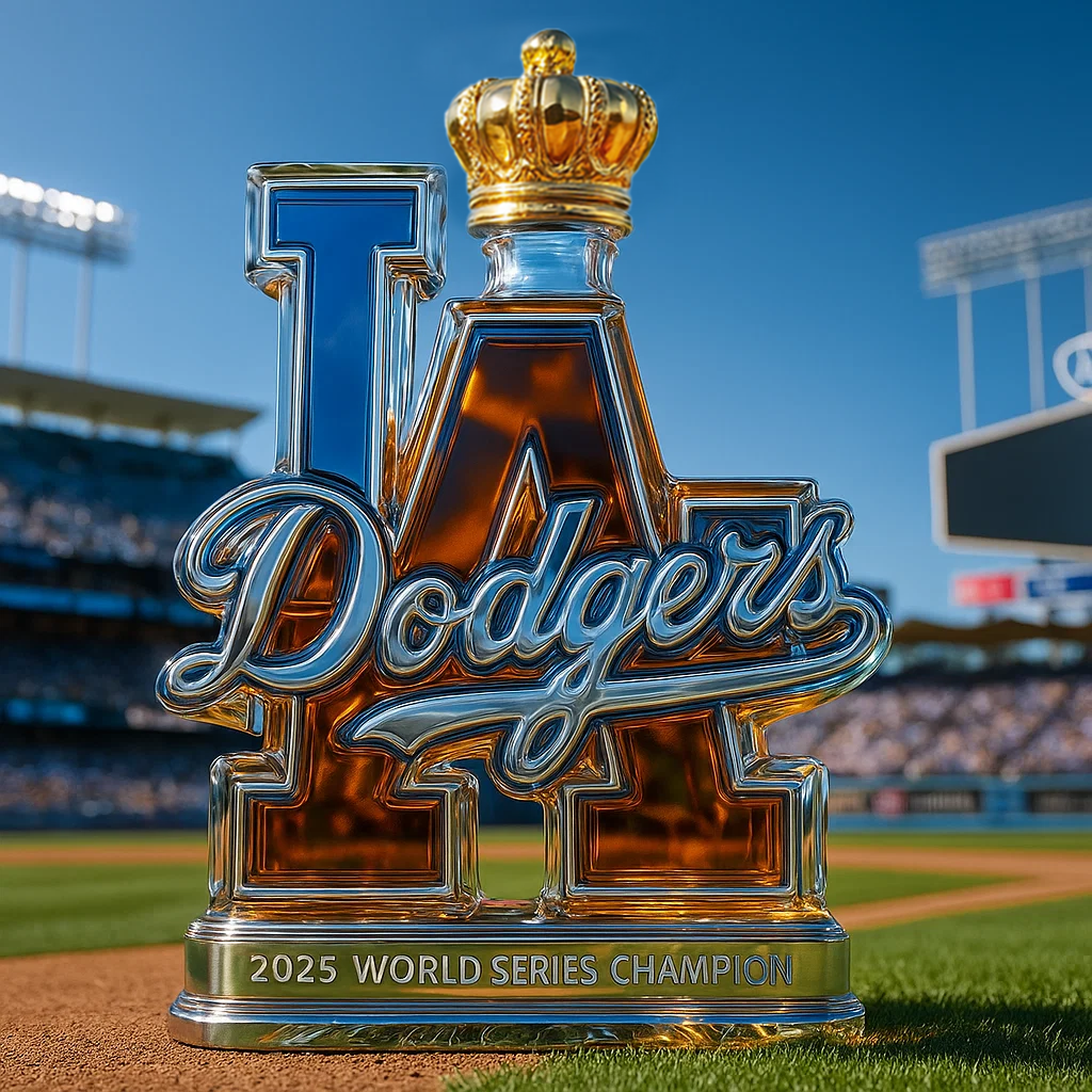 Los Dodgers 2025 World Series Champions Whiskey Bottle