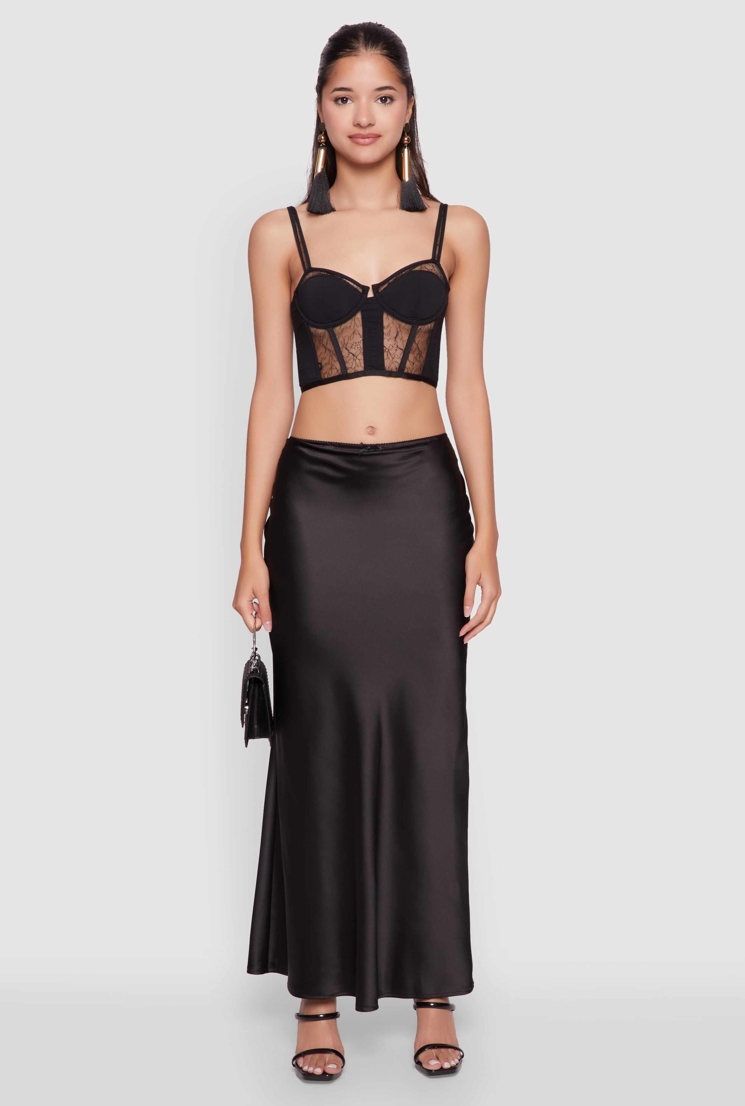 Elegant Lace Detail Cropped Bustier Top