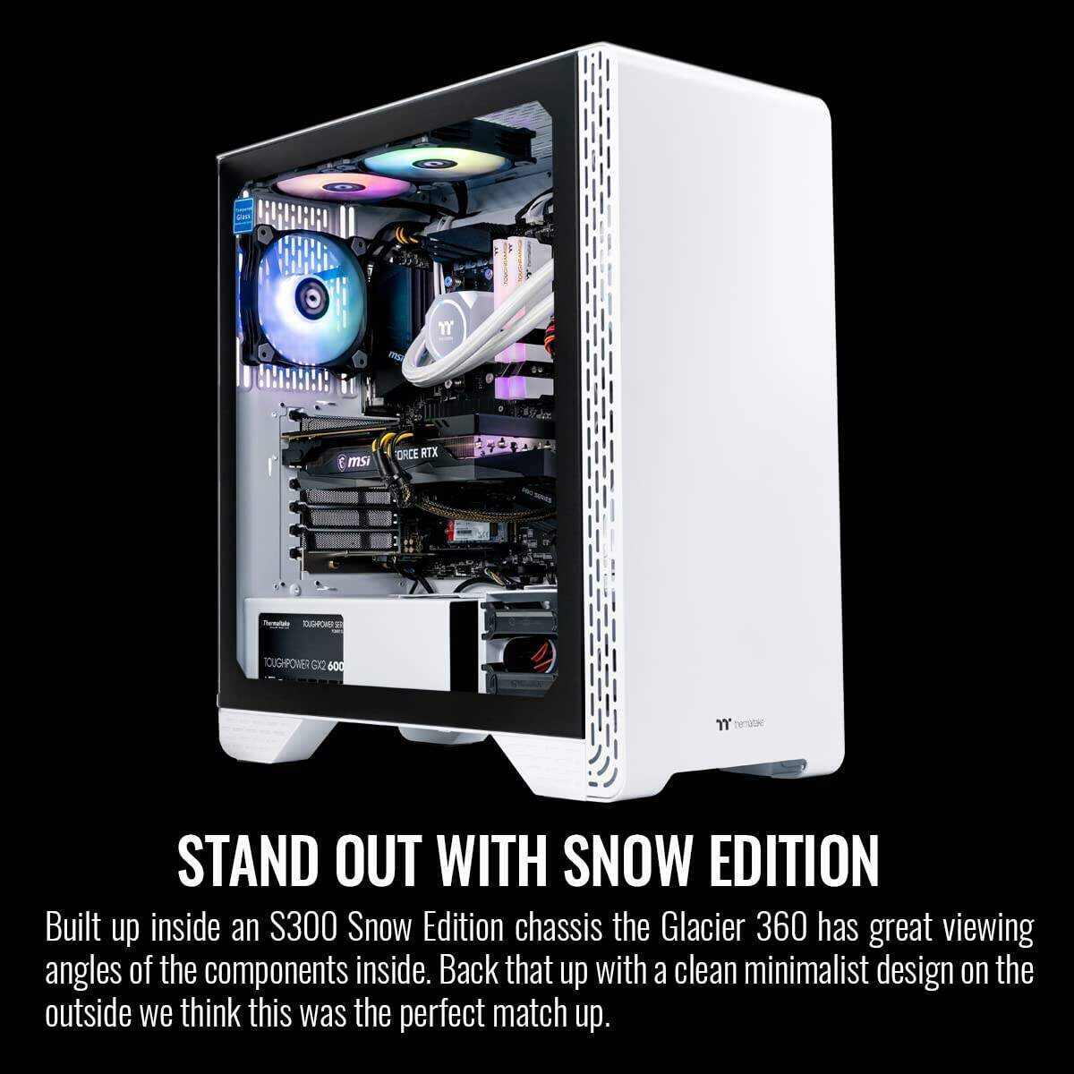 Thermaltake Frostbite 380 Gaming Desktop (AMD RyzenTM 7 5800X 8-core, ToughRam RGB DDR4 3600Mhz 32GB Memory, NVIDIA® GeForce RTXTM 3080, 1TB NVMe M.2, Win10 Home) D3FB-B550-380-LCS