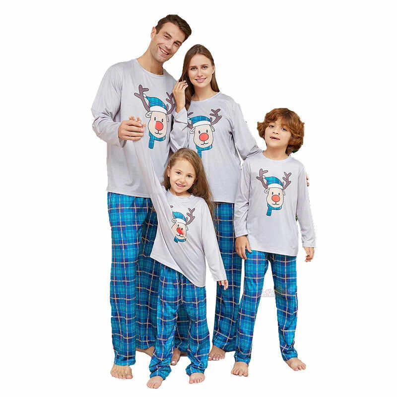 Mens Light Blue Matching Family Christmas Pajamas