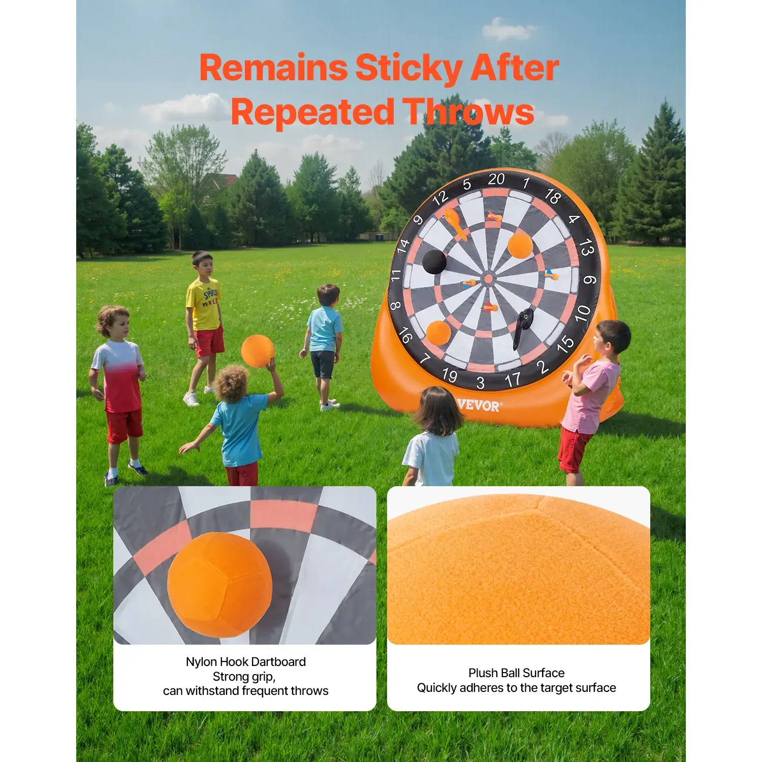 6ft Giant Inflatable Soccer Dart Board Game Set With Kick Balls, Darts, Axes & Air Pump, Quick Setup Backyard Yard Game For Family Camping