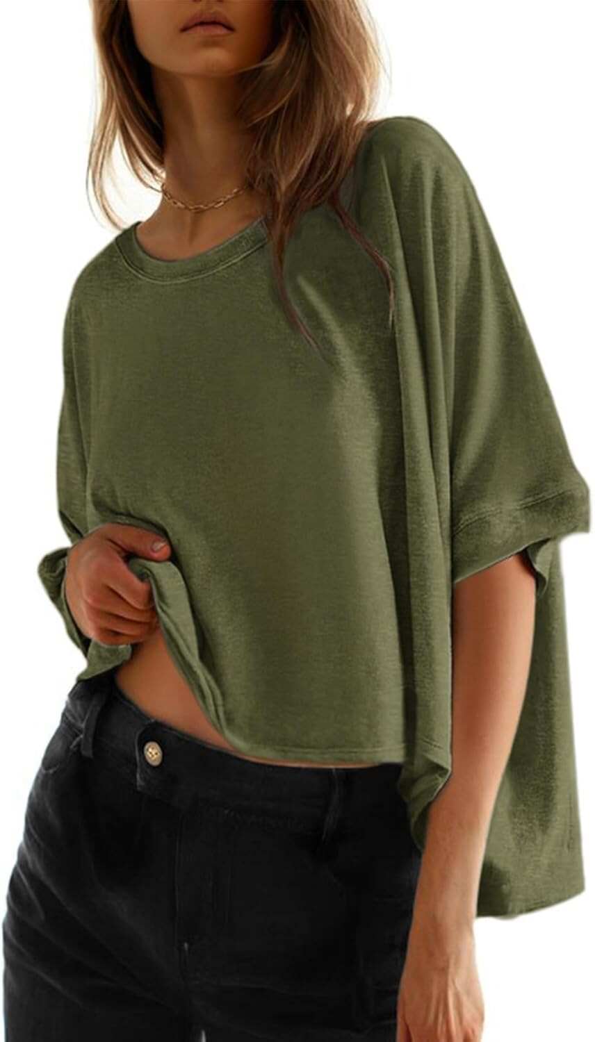 🔥 Last Day For Clearance!Summer Shirts 2026 Womens Solid T Shirts for Women Loose Oversized Tops Basic Tee
