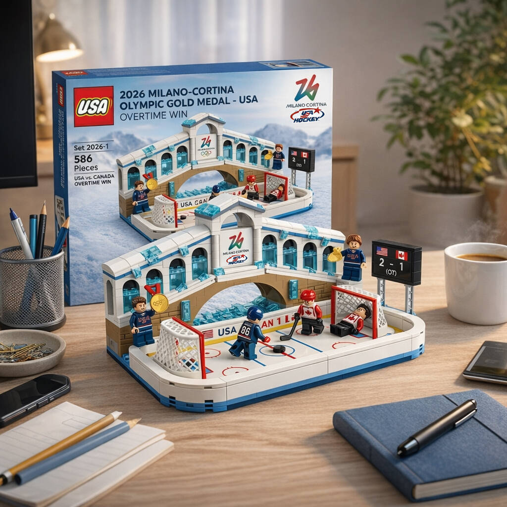 2026 Milano-Cortina Olympic Gold USA Overtime Win Hockey Brick Set