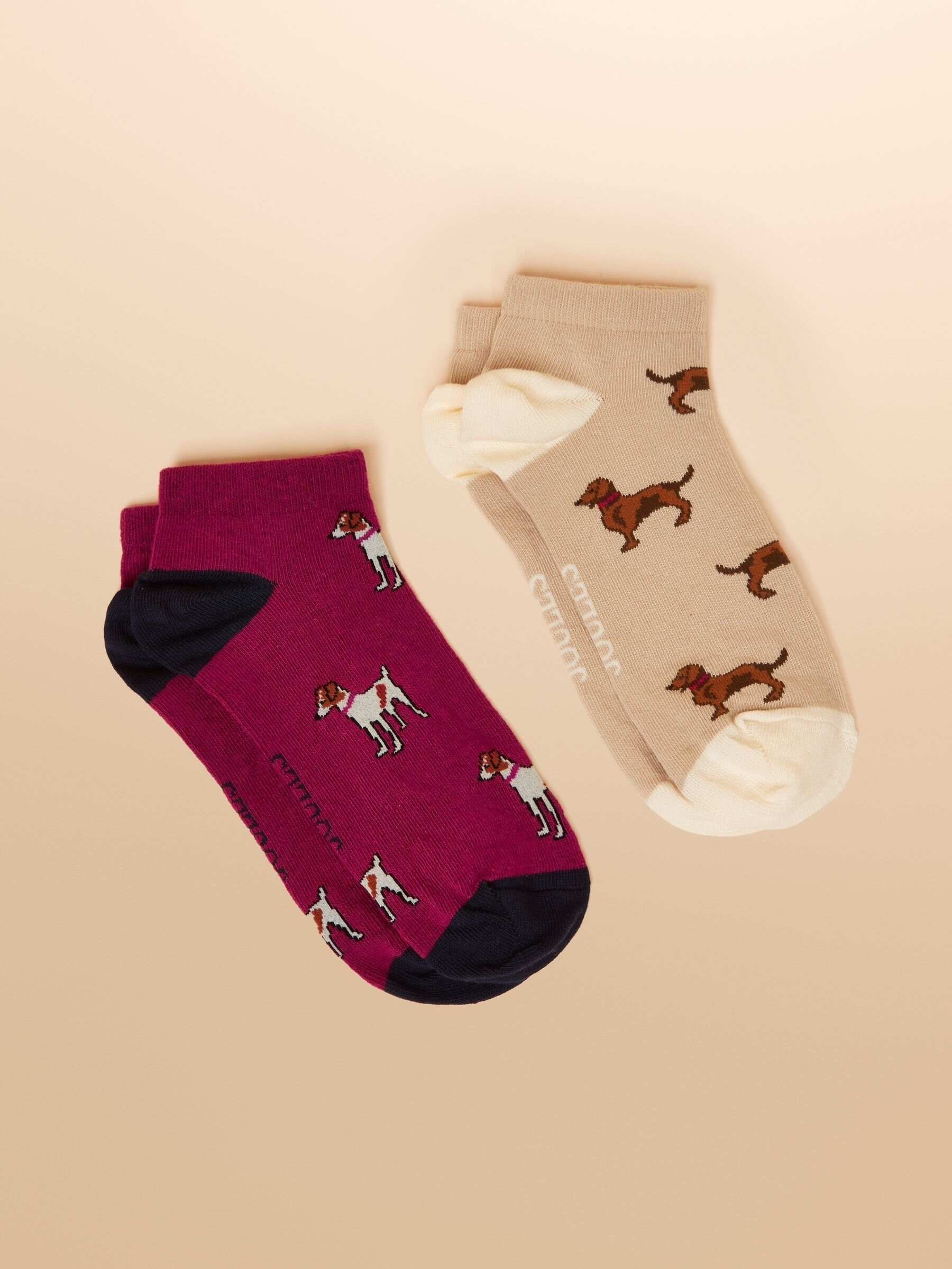 Rilla Berry & Ecru Pack Of Two Trainer Socks
