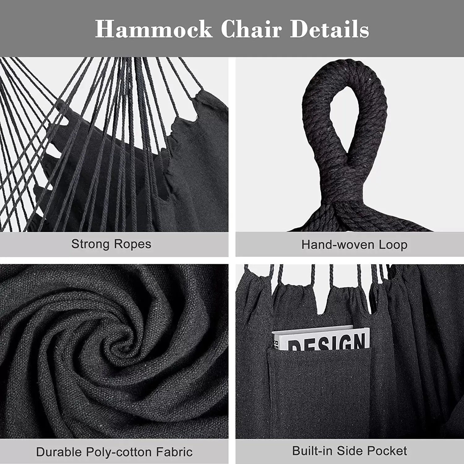 55 Inch Extra Large Double Hammock with Stand, 475lbs Capacity, Outdoor Portable Hammock with Hardwood Spreader Bar, Extra Large Pillow