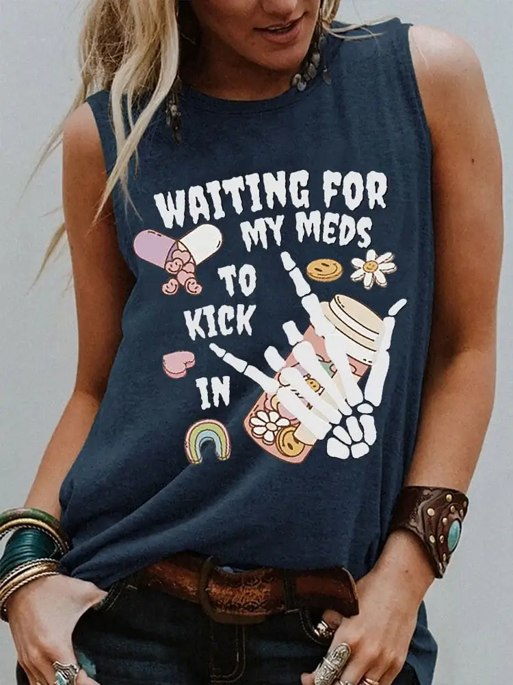 Women's Mental Health Awareness Rock Print Cotton Tank Top